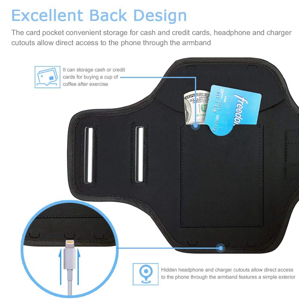 JEMACHE Waterproof iPhone Armband for Running & Gym - Compatible with iPhone 16/15/14/13/12/11 Pro (Black) - Perfect for Workouts, Jogging & Outdoor Activities