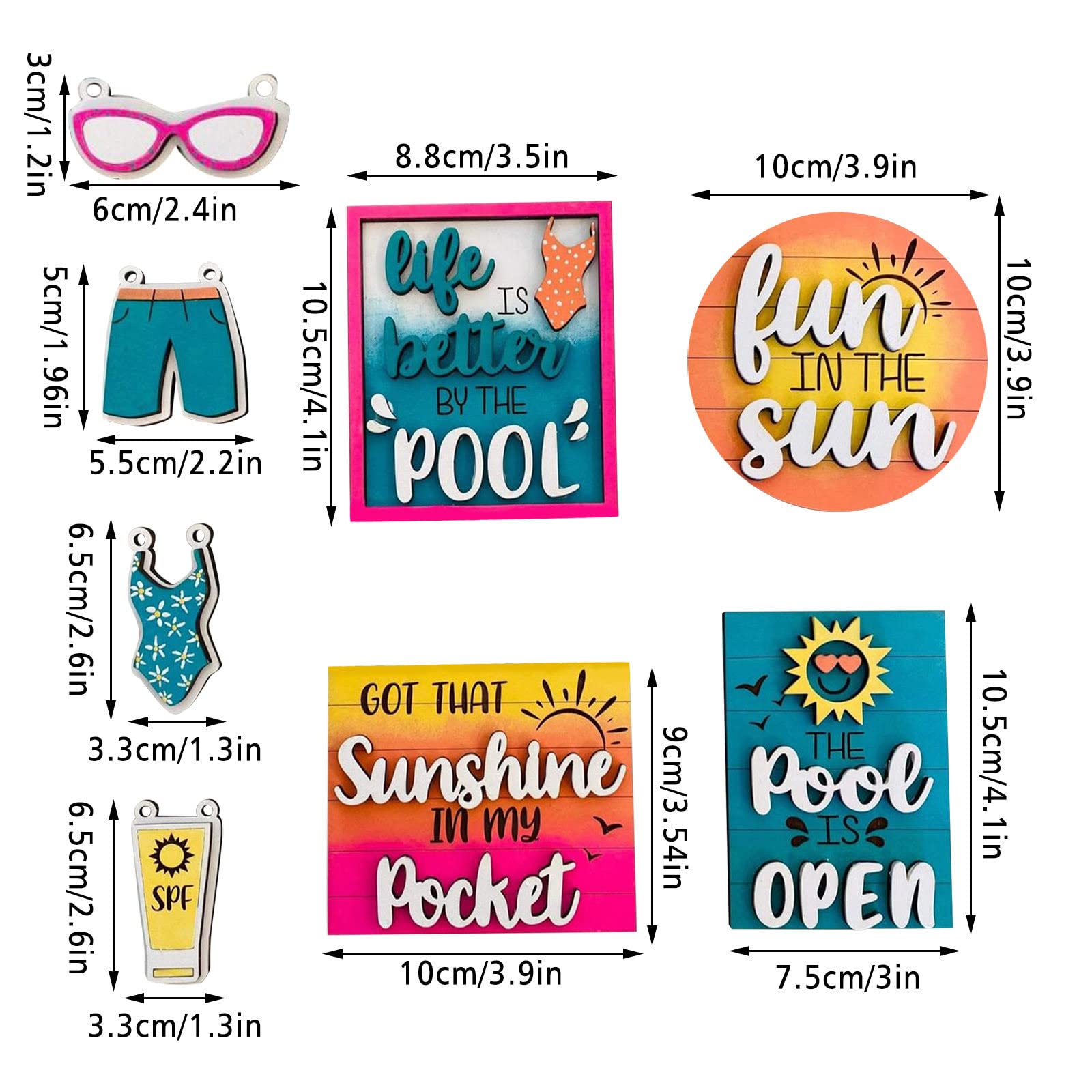 Summer Tiered Tray Decor Set - Beach Party Decorations with Wooden Sign for Farmhouse Style (Sunset Theme) | Perfect for Coastal Home Decor, Kitchen Counter Display & Outdoor Entertaining