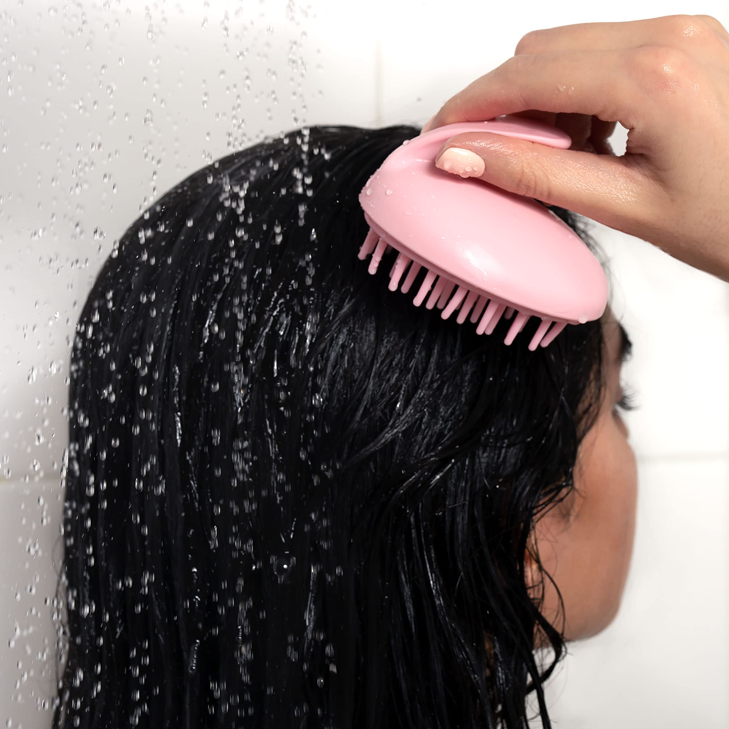 Brushworks Scalp Massaging Brush - Pink Hair Care Tool for Relaxation & Stimulation | Perfect for Shampooing, Styling & Stress Relief at Home or Salon
