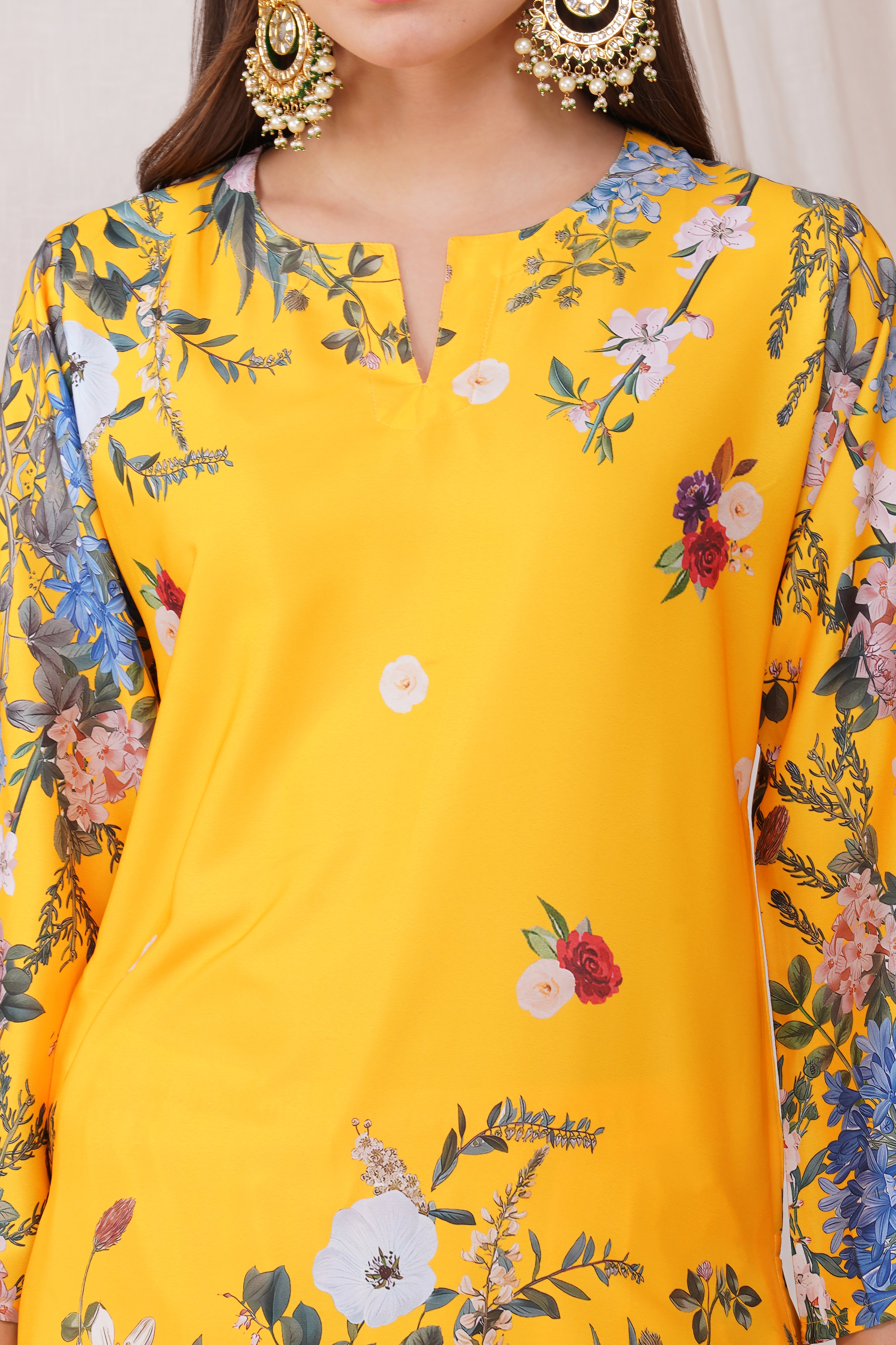 Printkari Poly Muslin Co-Ord Set in Yellow | Stylish Women's Ethnic Wear for Festivals & Parties | Perfect for Diwali, Weddings & Special Occasions