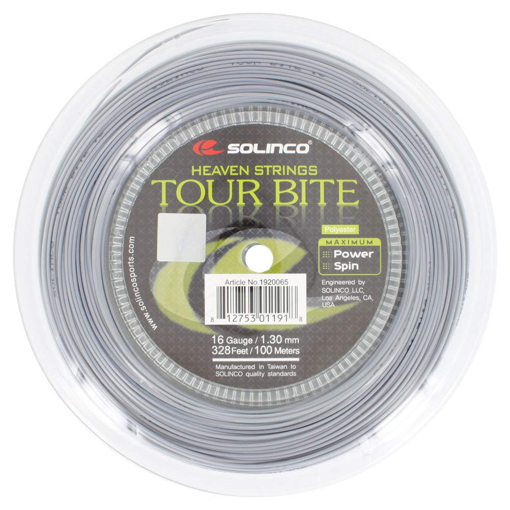 Premium Tour Bite Tennis String Mini Reel - Silver | High-Performance Polyester String for Tennis Rackets | Perfect for Competitive Play & Training Sessions