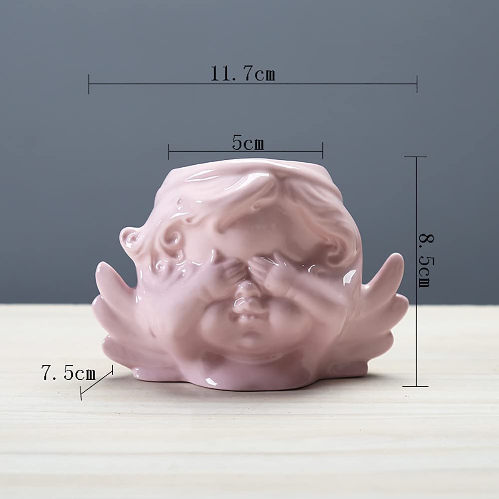 3 Pack Mini Ceramic Succulent Plant Pots - Cute Angel Design Decorative Flower Planters for Home, Office, Desk & Garden Decor | Perfect for Indoor Plants, Succulents & Small Flowers