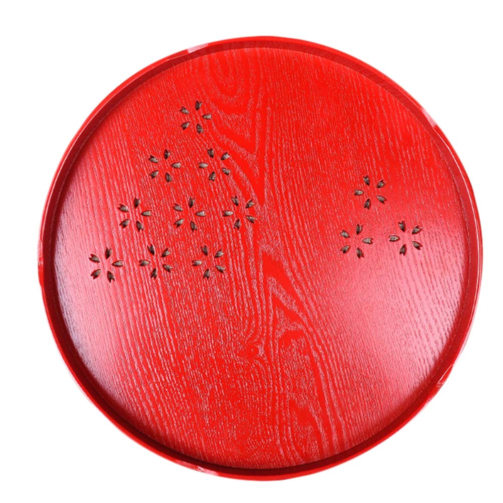 Amosfun Red Wooden Tea Tray Set - Traditional Chinese Wedding Serving Tray for Coffee, Tea & Home Decor - Perfect for Wedding Centerpieces, Bridal Showers & Home Decoration (Red)