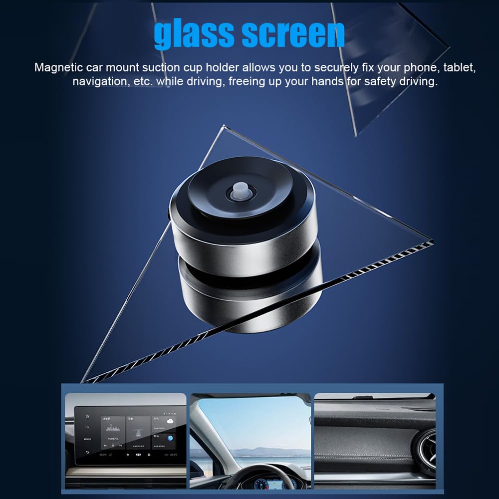 Shkalacar Universal Magnetic Phone Holder for Car - 360° Rotatable Windshield & Dashboard Mount with Strong Suction Cup | Compatible with Smartphones & Tablets | Perfect for GPS Navigation, Hands-Free Calling & Road Trips