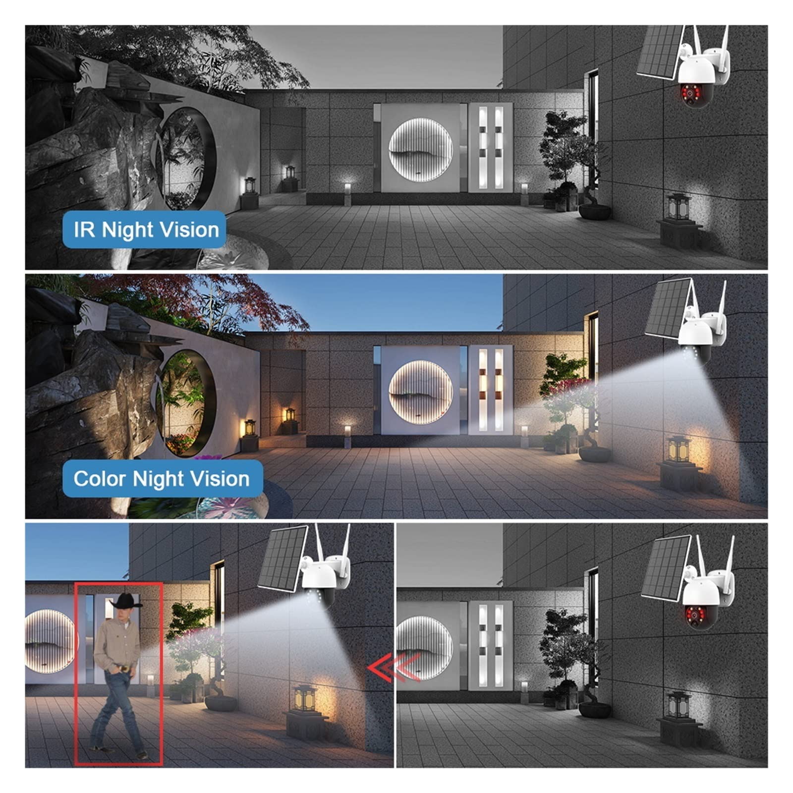 5MP Solar Security Camera Outdoor with 4G SIM & WiFi - PIR Motion Detection, PTZ, 50M Night Vision - Includes 32GB Card - Ideal for Home, Farm & Business Surveillance