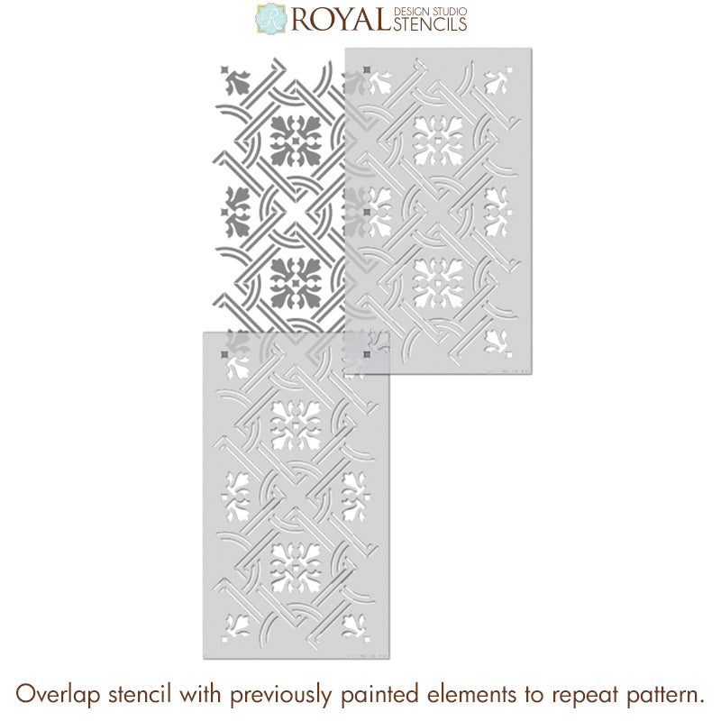Caitlin Allover Tile Stencil - DIY Wall & Floor Tile Painting Template for Home Decor, Bathroom, Kitchen, Backsplash - Reusable Mosaic Pattern Stencil for Crafts & Home Improvement Projects