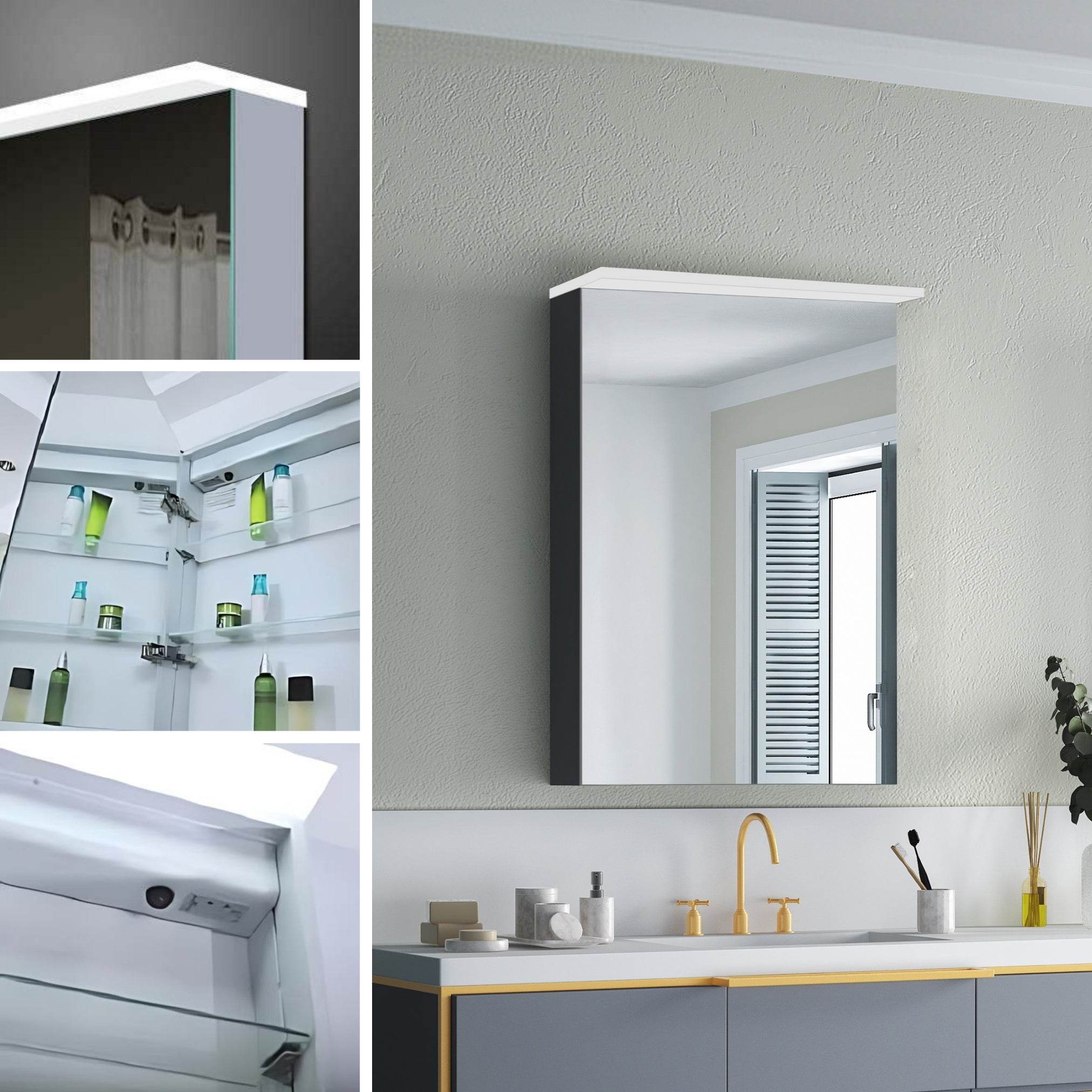 Garet 20W x 28H LED Medicine Cabinet with Mirror - Bathroom Wall Mounted Storage for Toiletries & Essentials, Perfect for Modern Homes & Apartments