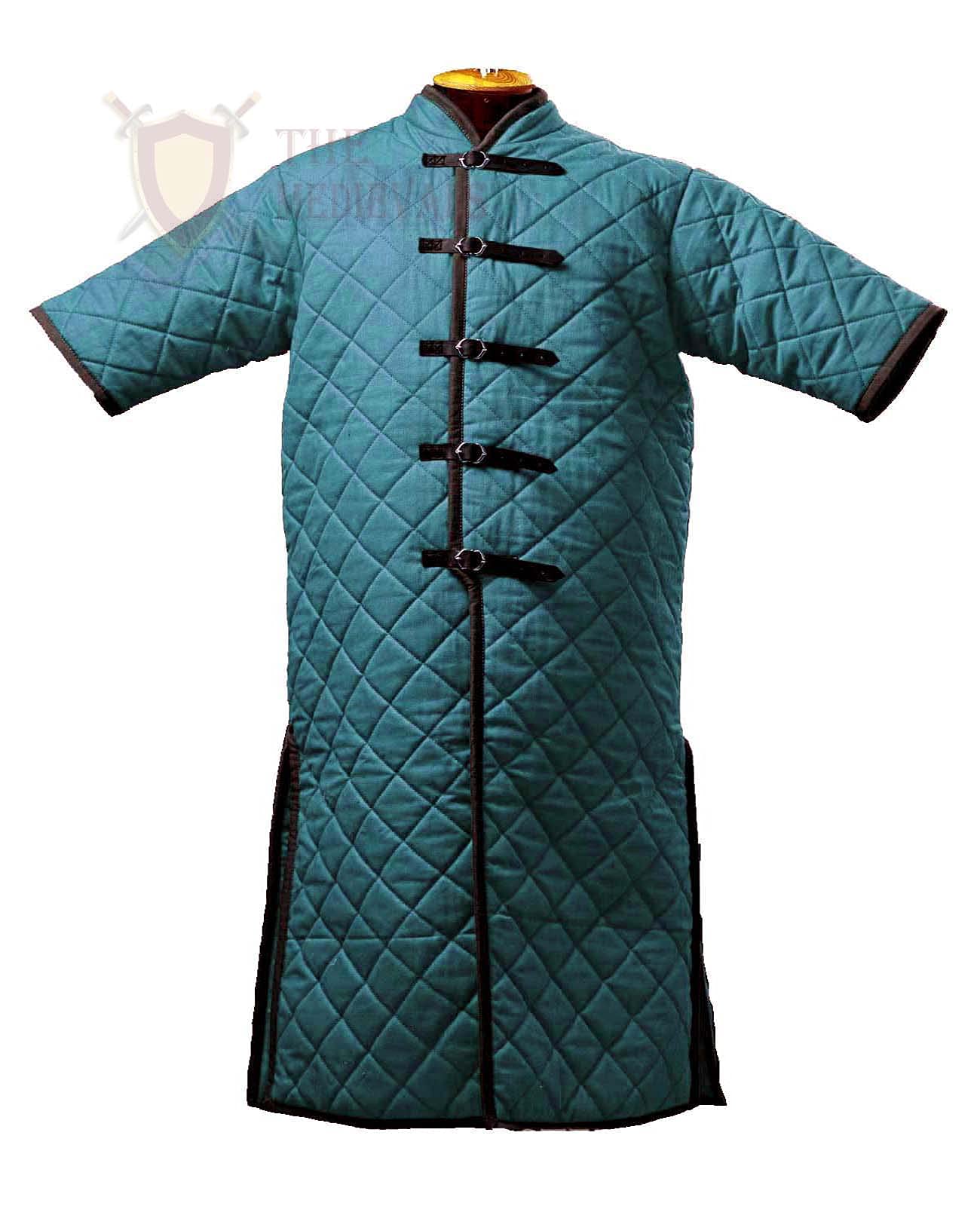 Medieval Thick Padded Gambeson Coat - Short Sleeve Aketon Jacket Armor with Cotton Fabric for LARP, Cosplay & Historical Reenactment