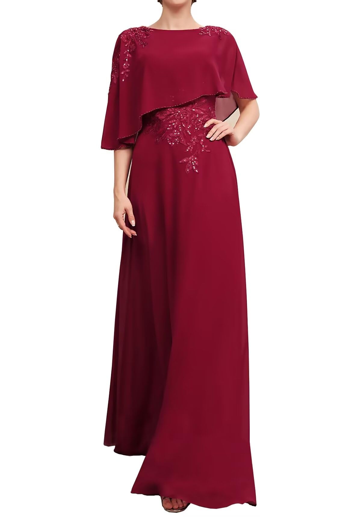 Elegant Mother of the Bride Dresses with Lace Appliques - Formal Wedding Gowns for Mother of Groom - Plus Matching Shawl | Perfect for Weddings, Receptions & Special Occasions