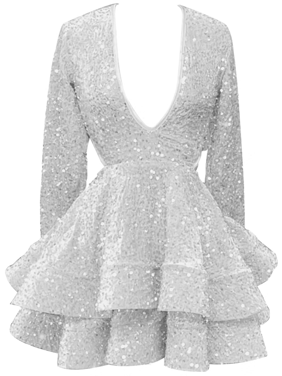 Sparkly Sequin Homecoming Dresses for Teens - V Neck Long Sleeve Short Prom Party Dress for Girls | Perfect for Homecoming, Prom, Quinceañera & Special Occasions