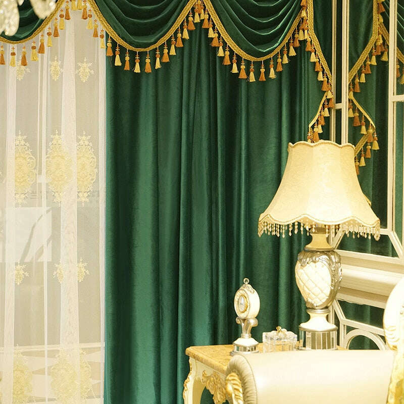 Remy Classic Velvet Valance - Elegant Green Window Valance for Bedroom & Living Room Decor - Soft Drapes for Windows, Perfect for Home Decor & Interior Design