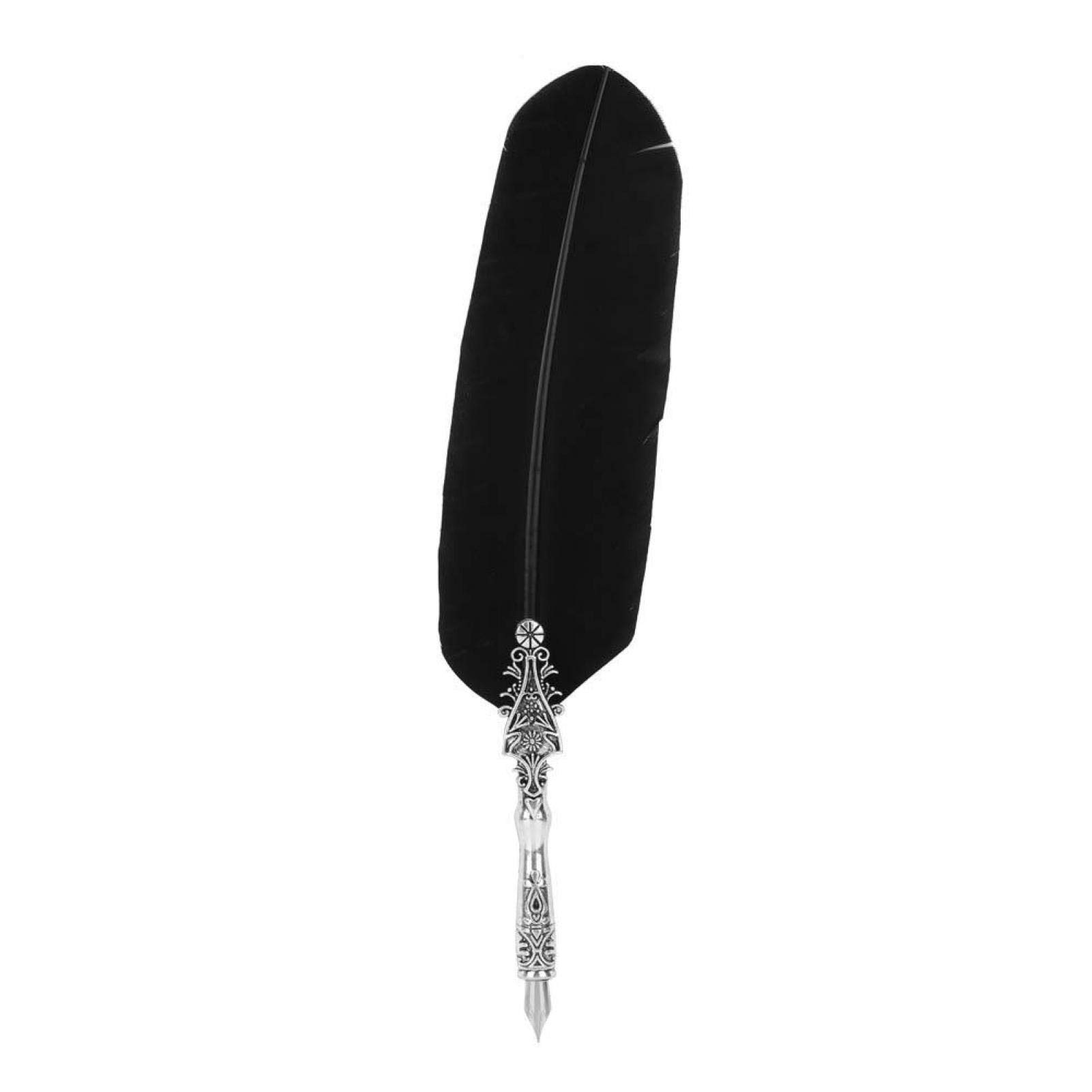 ASixxSix Premium Feather Pen - Exquisite Handcrafted Antique Quill with Smooth Writing | Vintage Design Compact Structure | Perfect Gift for Holidays, Calligraphy & Drawing (Black) | Ideal for Journaling, Letter Writing & Artistic Projects