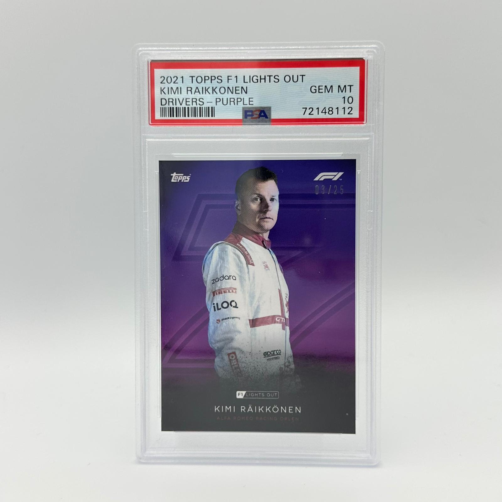 PSA 10 Graded 2003 Kimi Raikkonen Formula 1 Driver Card - Purple Parallel Parallel - Rare Collectible for F1 Fans & Sports Memorabilia Enthusiasts
