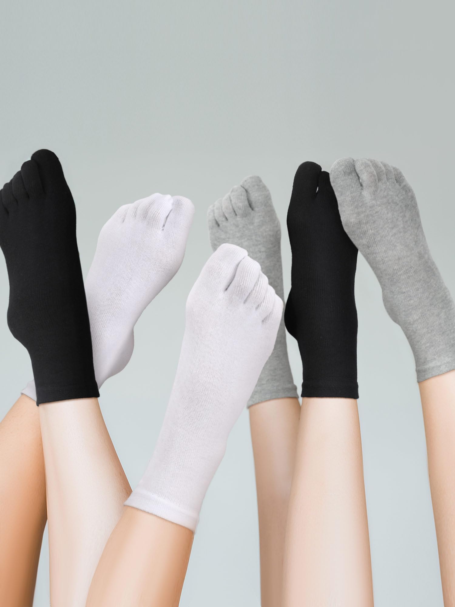 Bencailor 6 Pairs Women's Cotton Breathable Toe Socks - Compression Crew Five Toe Socks for Women & Men - Perfect for Running, Yoga, and Athletic Activities