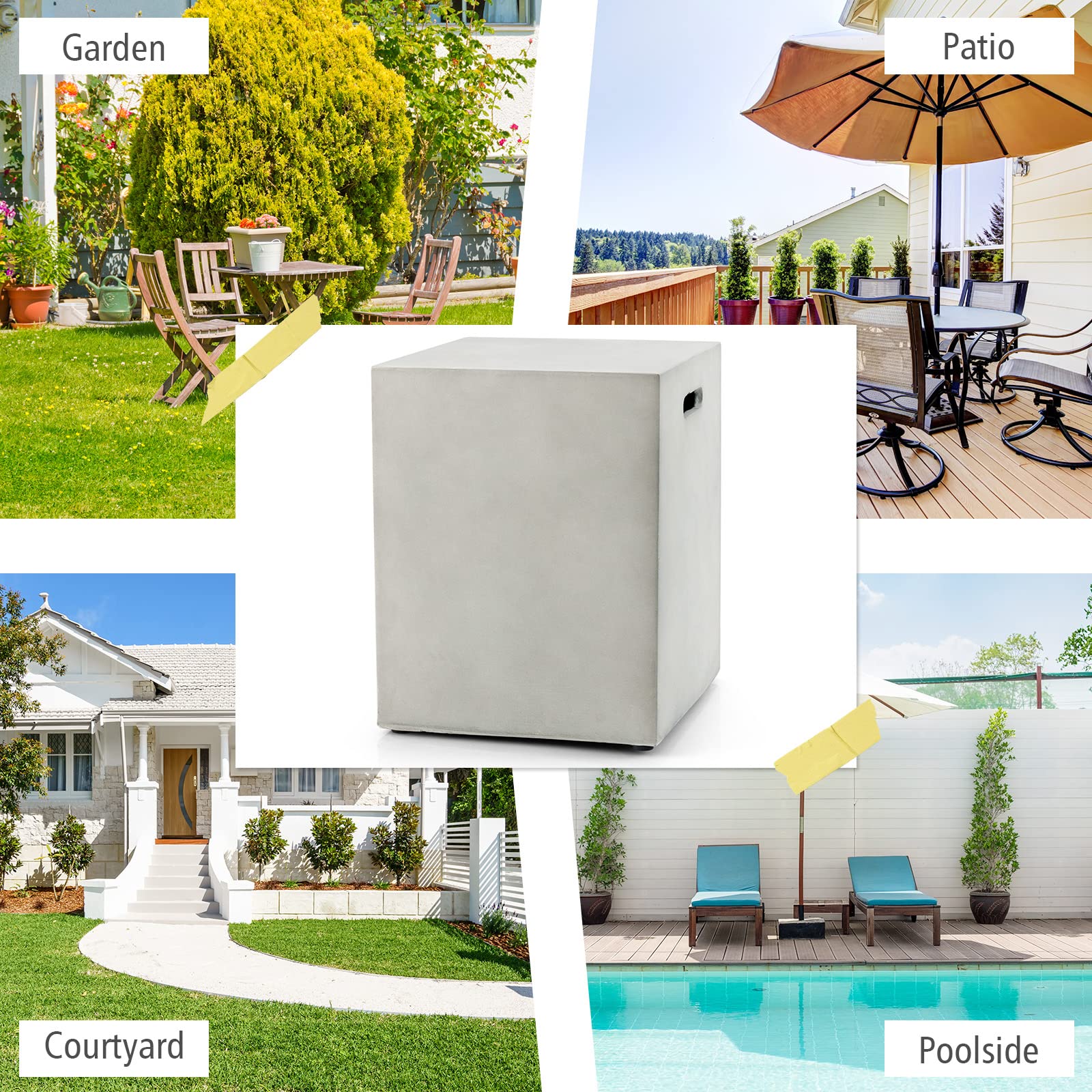 Giantex 20 lbs Propane Tank Cover Table - Outdoor Patio Storage Box with Handles & Bottom Groove Hole, Hideaway Side Table for Standard Propane Tanks (Gray) - Perfect for Backyard, Deck, Camping & BBQ Parties