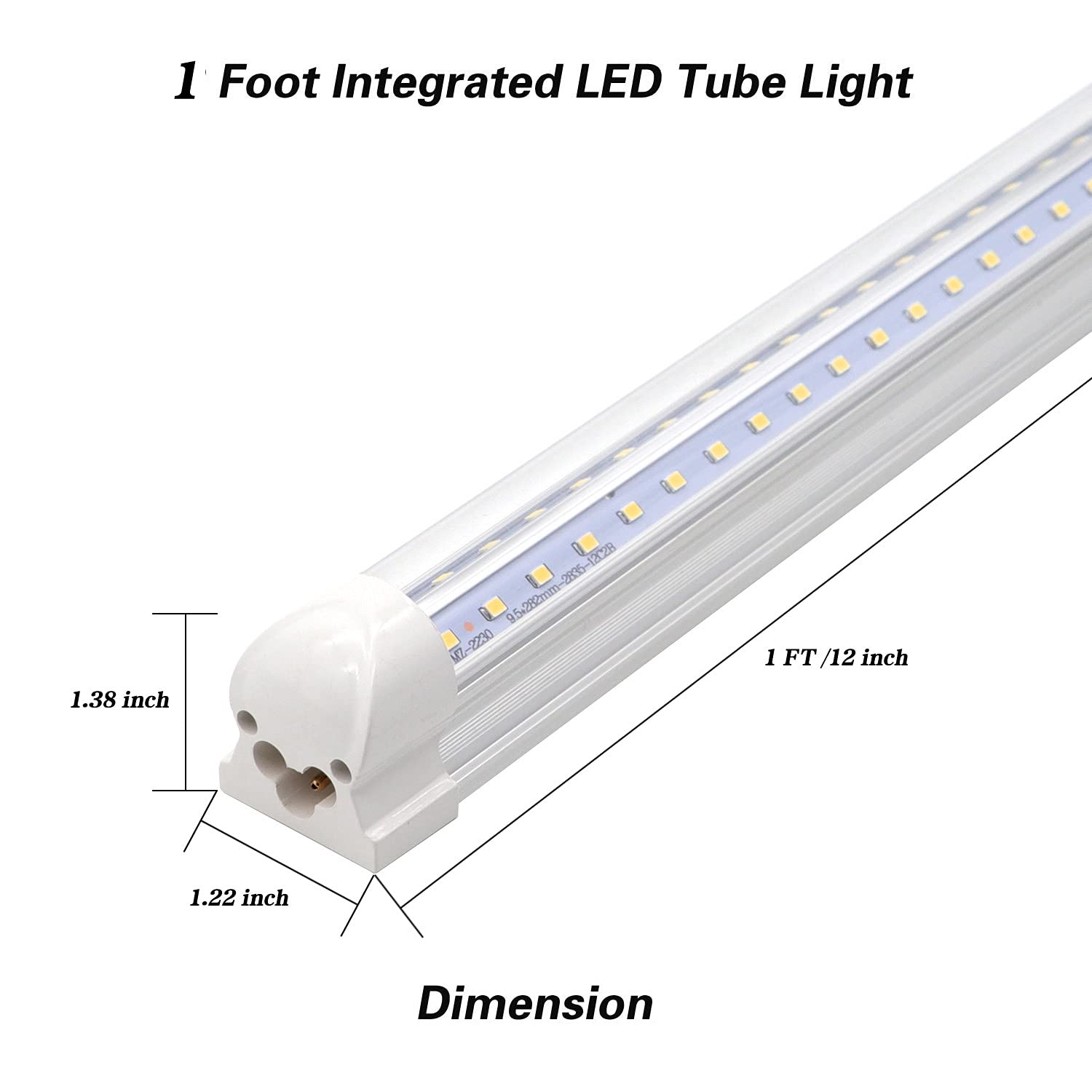 12 Inch 9W LED Shop Light Fixture - 1080LM, 5000K Daylight White, T8 V-Shape Integrated Tube Light - High Output & Brighter for Garage, Warehouse, Basement - Plug and Play (Pack of 2) - Perfect for Workspaces, Retail Stores & Home Improvement Projects