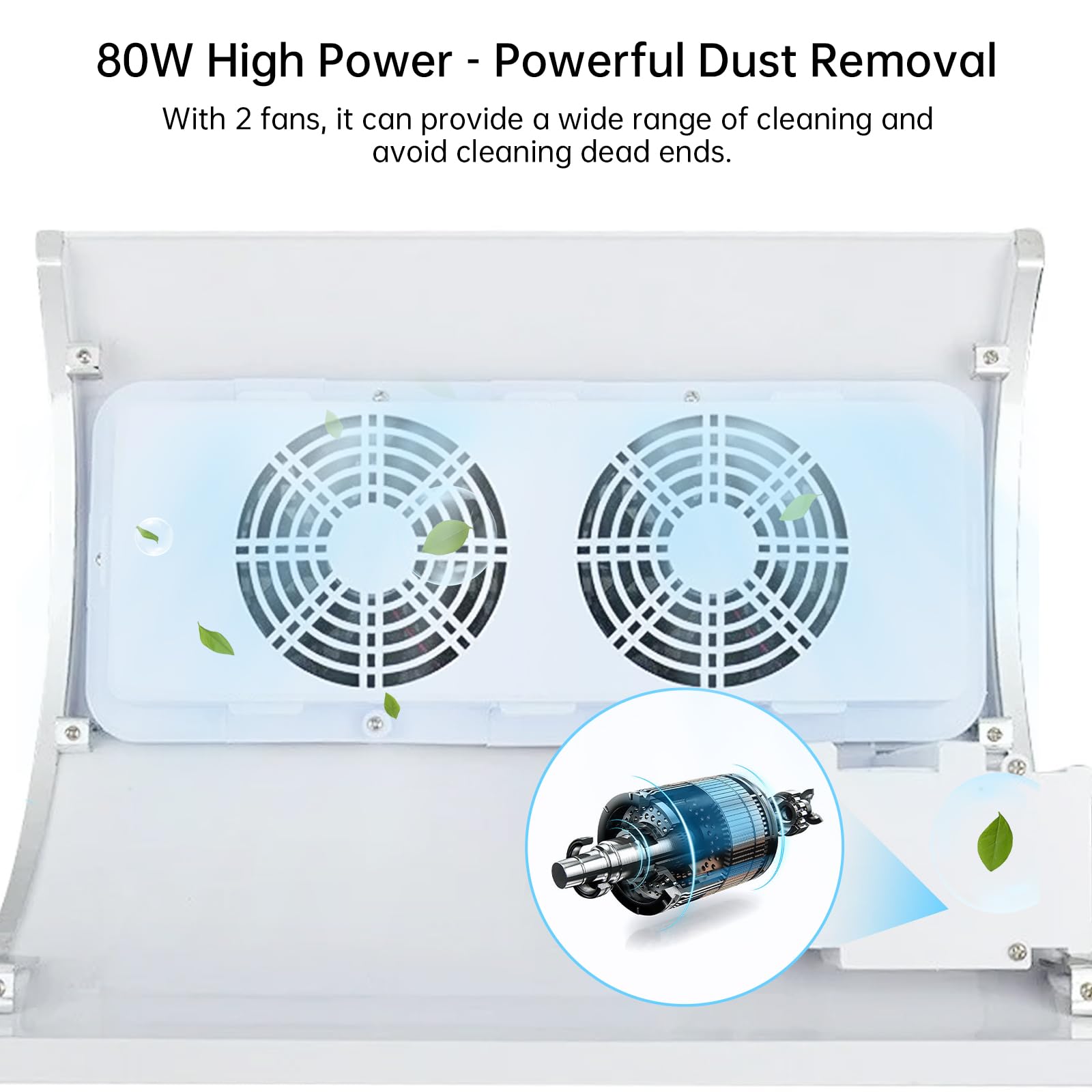 Professional 80W Electric Nail Dust Collector for Acrylic Nails - Adjustable Vacuum Machine with 2 Powerful Nail Fans & 2 Dust Bags - Perfect for Nail Salons, Home Manicures & Professional Nail Art Studios