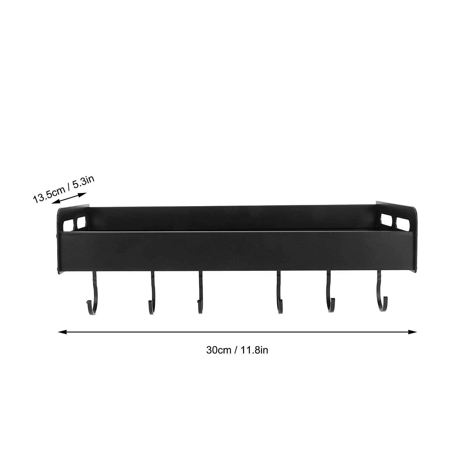 Ubersweet® Multi-Purpose Black Spice Rack with 6 Hooks - Wall Mounted Kitchen Organizer for Towels, Utensils & Spices | Perfect for Small Spaces & Apartment Living
