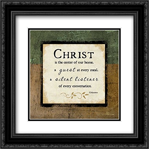 15x15 Black Ornate Framed Double Matted Museum Art Print - Christ is The Center of Our Home - Christian Wall Decor for Living Room, Bedroom & Office