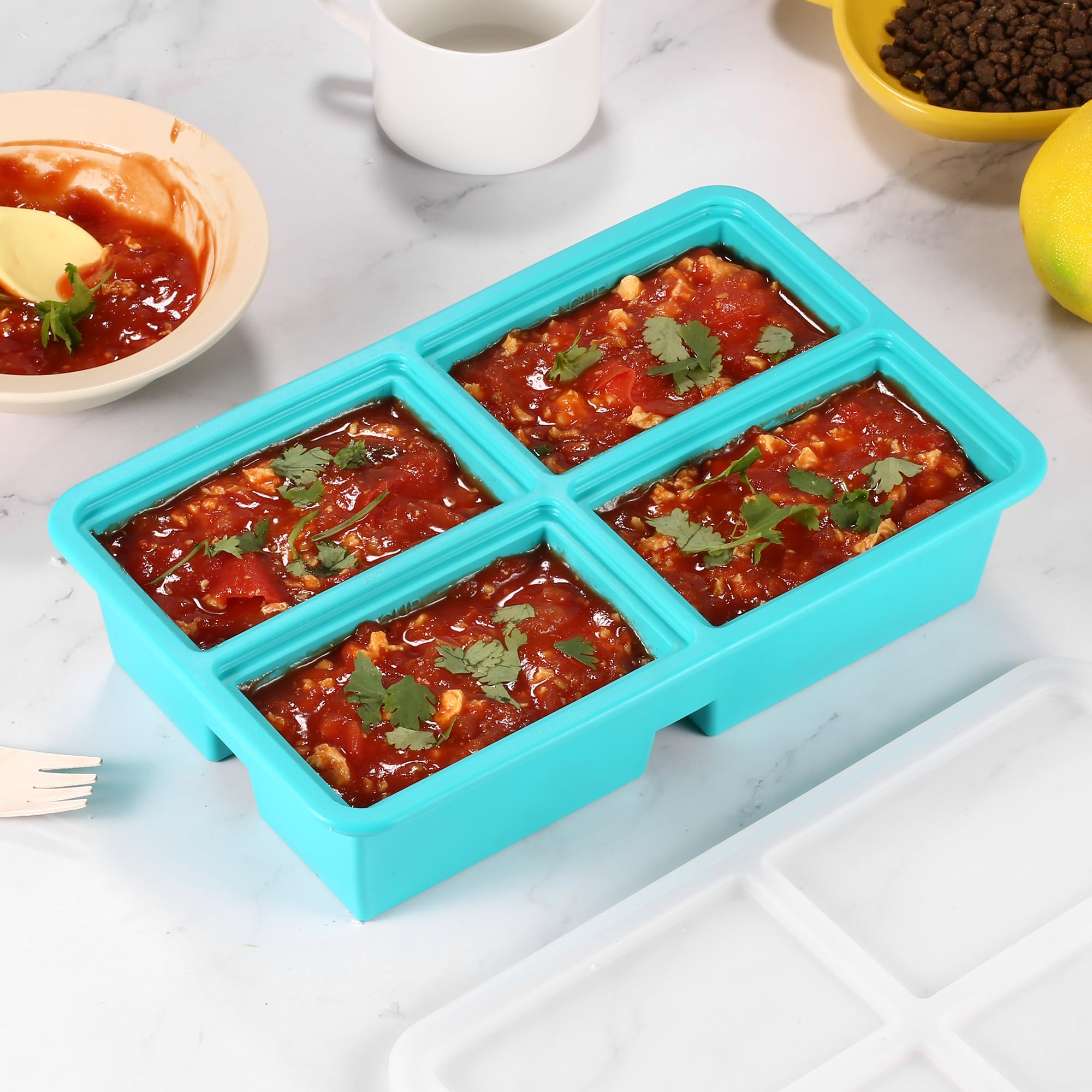 Silicone Freezer Trays with Lid - 1 Cup BPA-Free Soup Freezer Molds for Soup, Sauce, Broth & Leftovers - Reusable Silicone Ice Cube Trays (2 Pack) - Perfect for Meal Prep, Baby Food Storage & Kitchen Organization