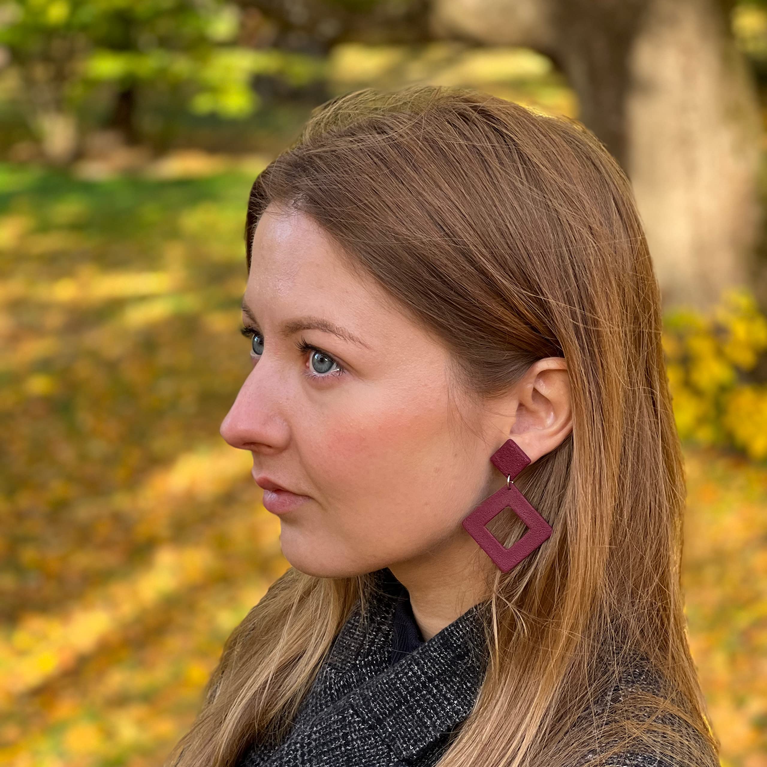 Handmade Lightweight Polymer Clay Red Dangle Earrings - Set of 2 Ruby & Wine Red Jewelry | Unique Gift for Women, Teens & Kids | Perfect for Parties, Weddings & Everyday Wear