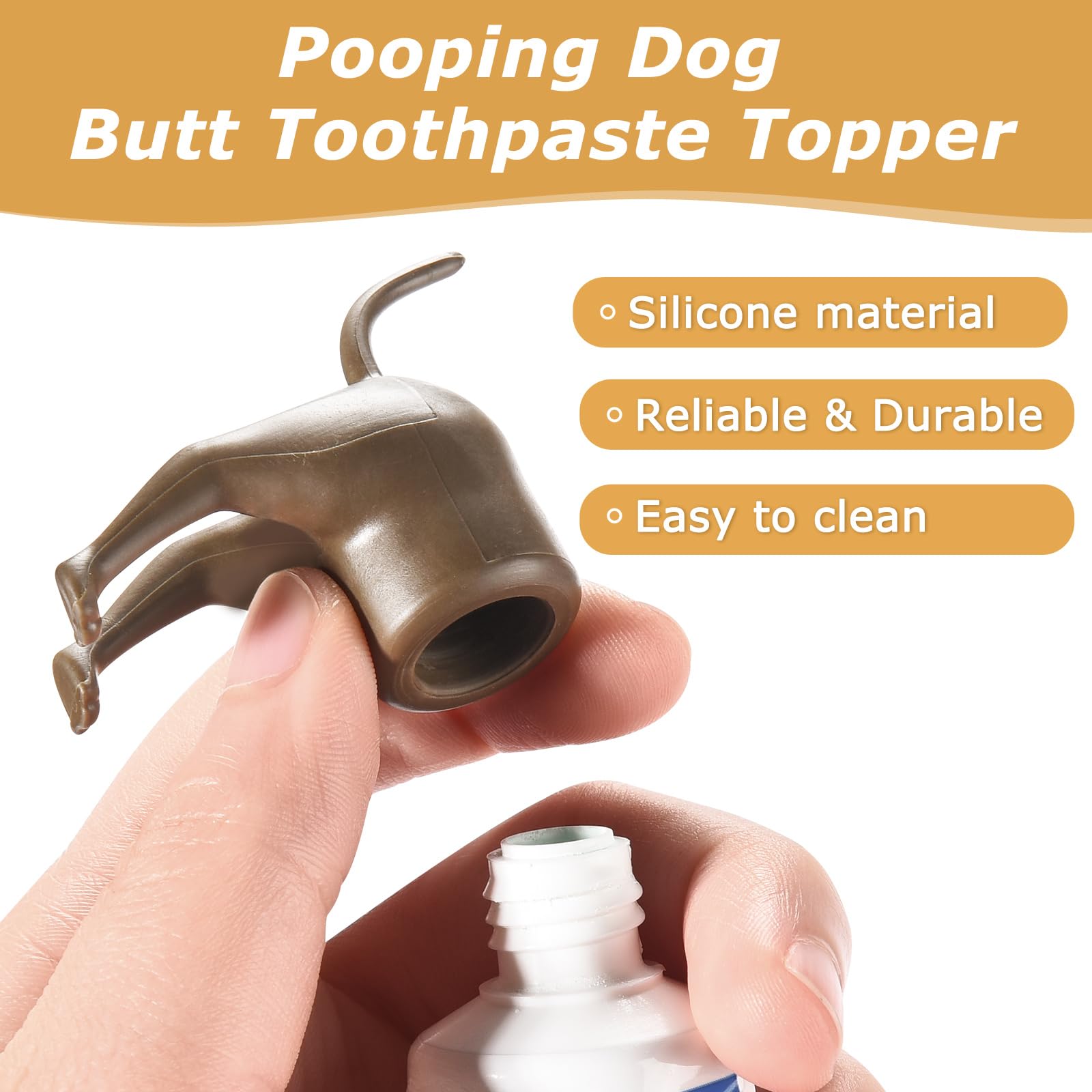 2 Pack Silicone Dog Butt Toothpaste Toppers - Fun Dog Toothpaste Dispenser for Bathroom Accessories & Pet Gifts - Perfect for Family, Friends & Pet Lovers (Great for Brushing Dog Teeth & Funny Bathroom Decor)