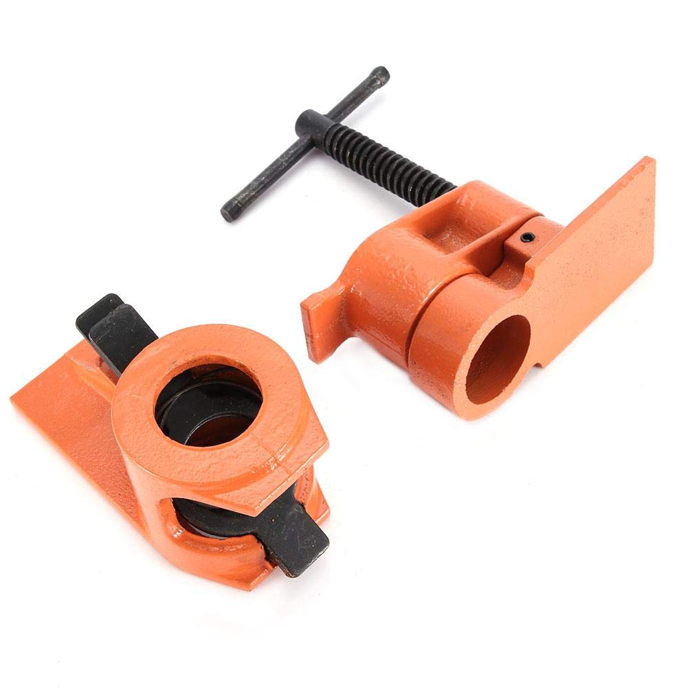 1 Inch Cast Steel Pipe Clamp Set - Heavy Duty Woodworking Vise Fixture with Jaws for Water Pipe & Plastic Clamps | Perfect for DIY Projects, Woodworking Enthusiasts & Home Improvement Tasks (Wood Clamping, Plumbing Repairs, Workshop Use)