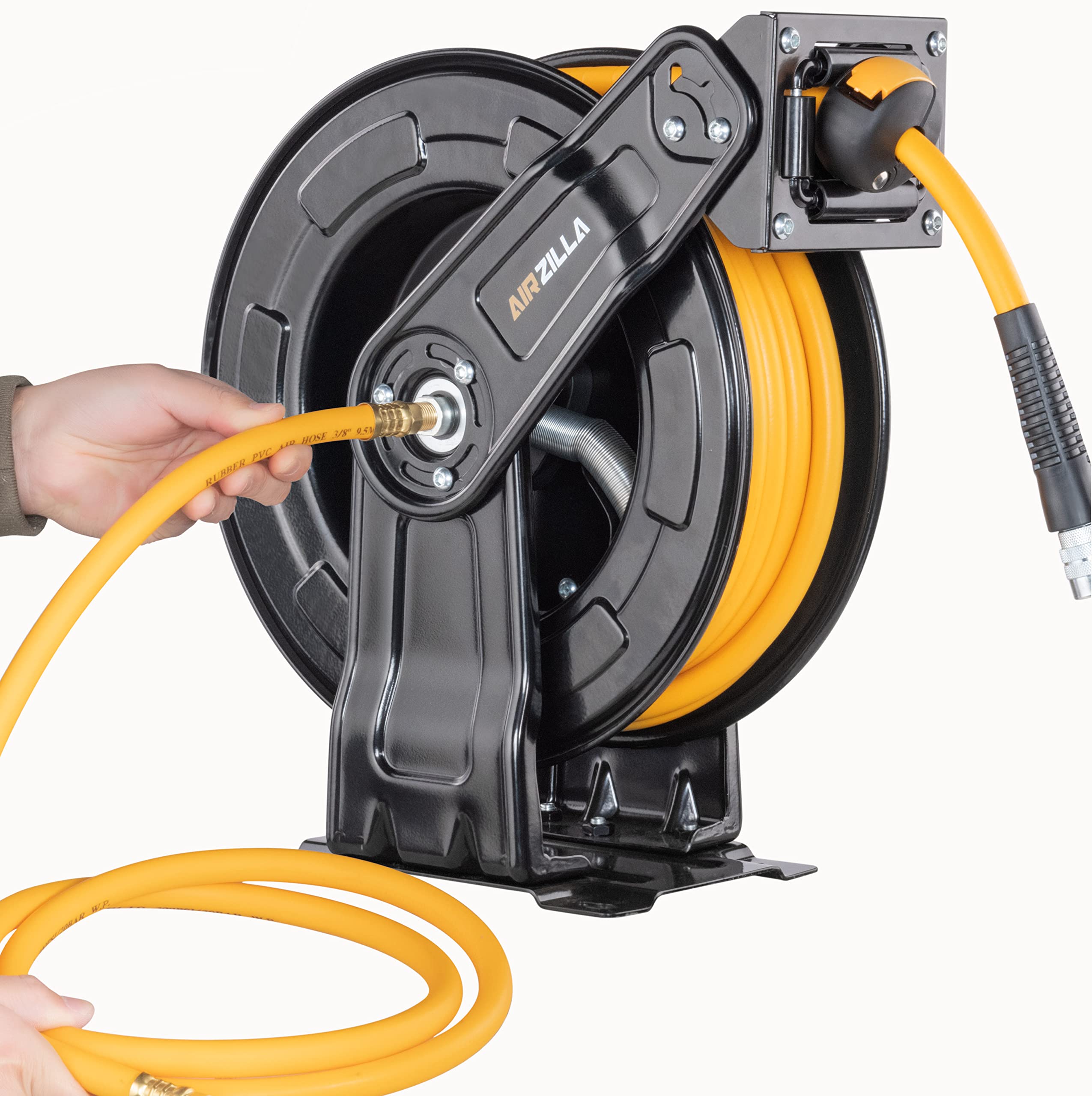 Premium Steel Retractable Air Hose Reel with Dual Arm - 3/8