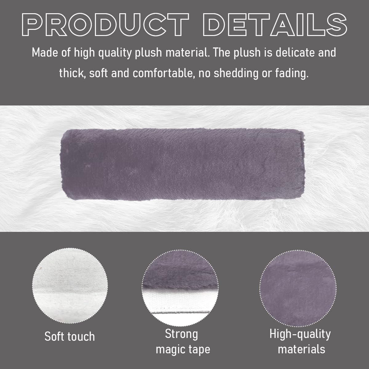 2 PCS Soft Fluffy Plush Seat Belt Shoulder Pads - Comfortable Warm Strap Covers for Adults & Kids - Car Accessories (Gray) | Perfect for Long Drives, Road Trips & Daily Commute