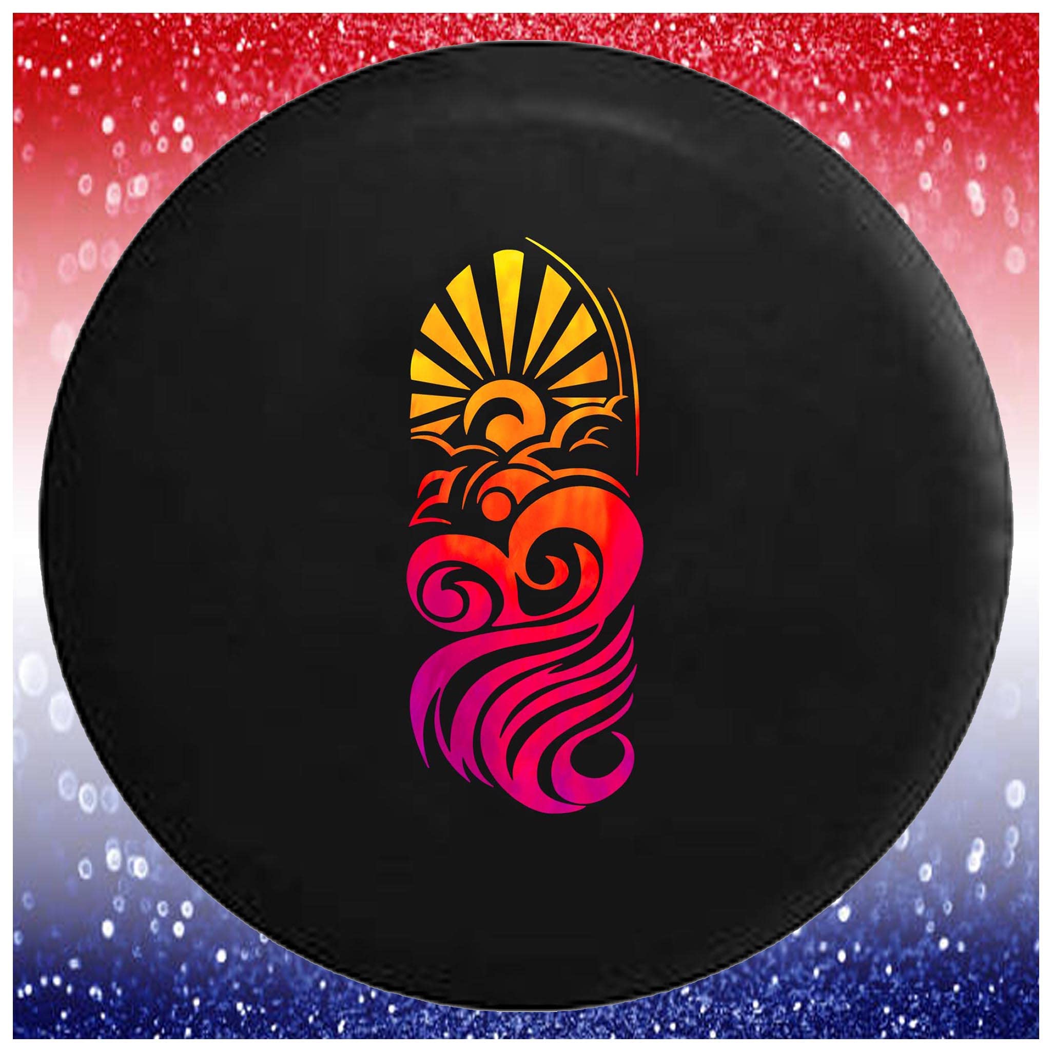 31 Inch Black Surfboard Spare Tire Cover for Trailers, Trucks, SUVs & RVs - Waterproof & UV Resistant Accessory for Beach Camping & Road Trips