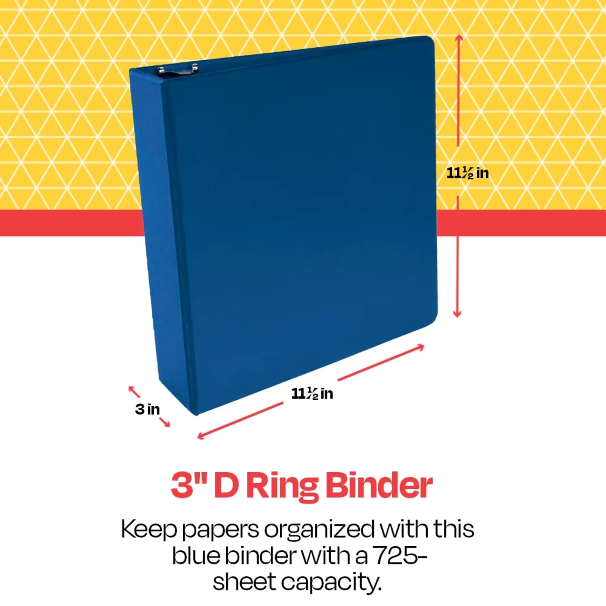 Premium 3-Inch Blue Polypropylene D-Ring Binder for School, Office & Home Organization - Heavy Duty, Durable & Secure Document Storage