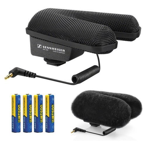Sennheiser MKE 440 Professional Stereo Shotgun Microphone Kit with Fur Windshield & Batteries - Perfect for DSLR Filmmaking, Vlogging, and Outdoor Interviews