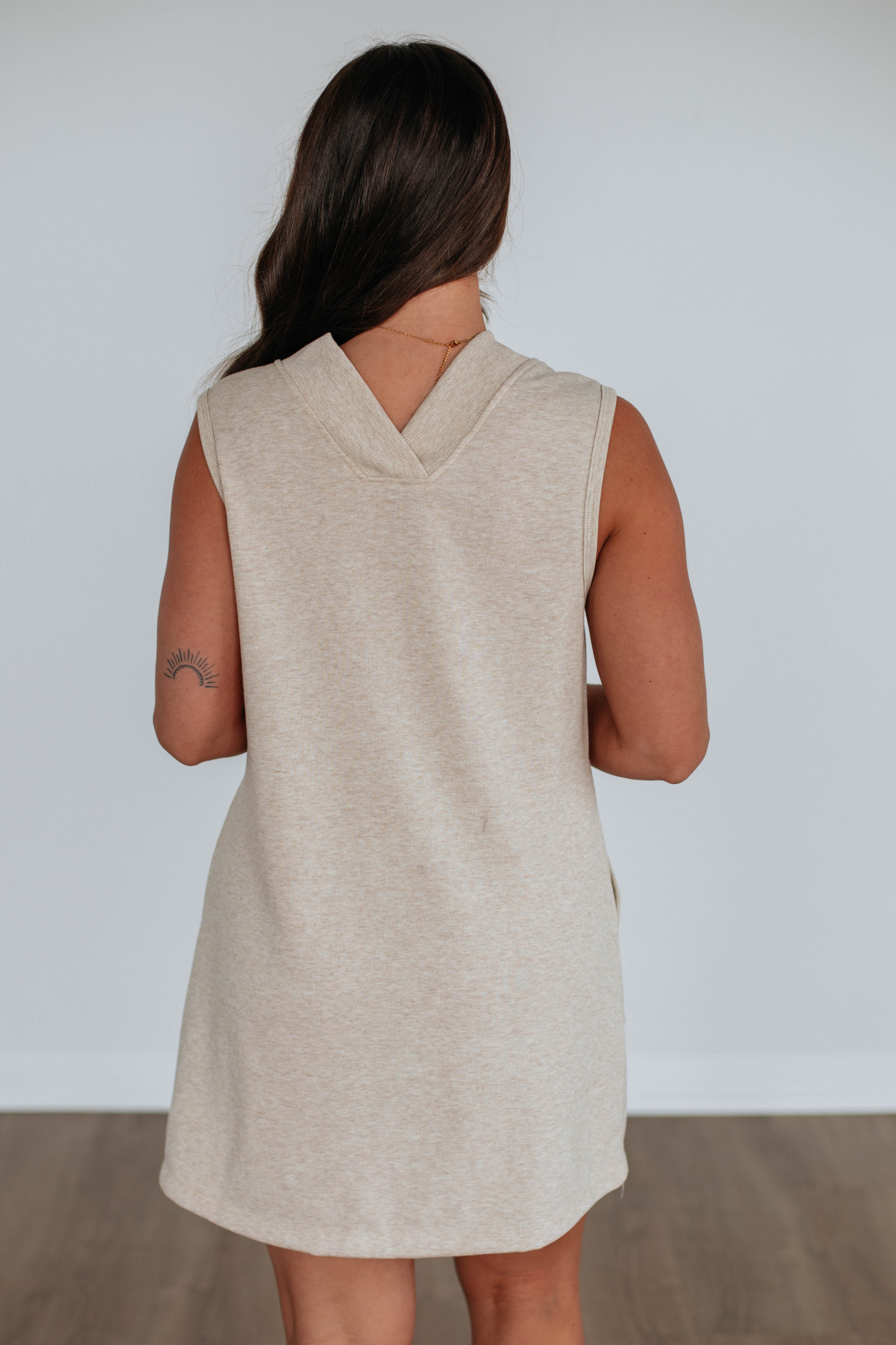 Anyah Lounge Dress - Soft & Comfortable Oatmeal Color Women's Casual Dress for Home, Relaxing & Travel