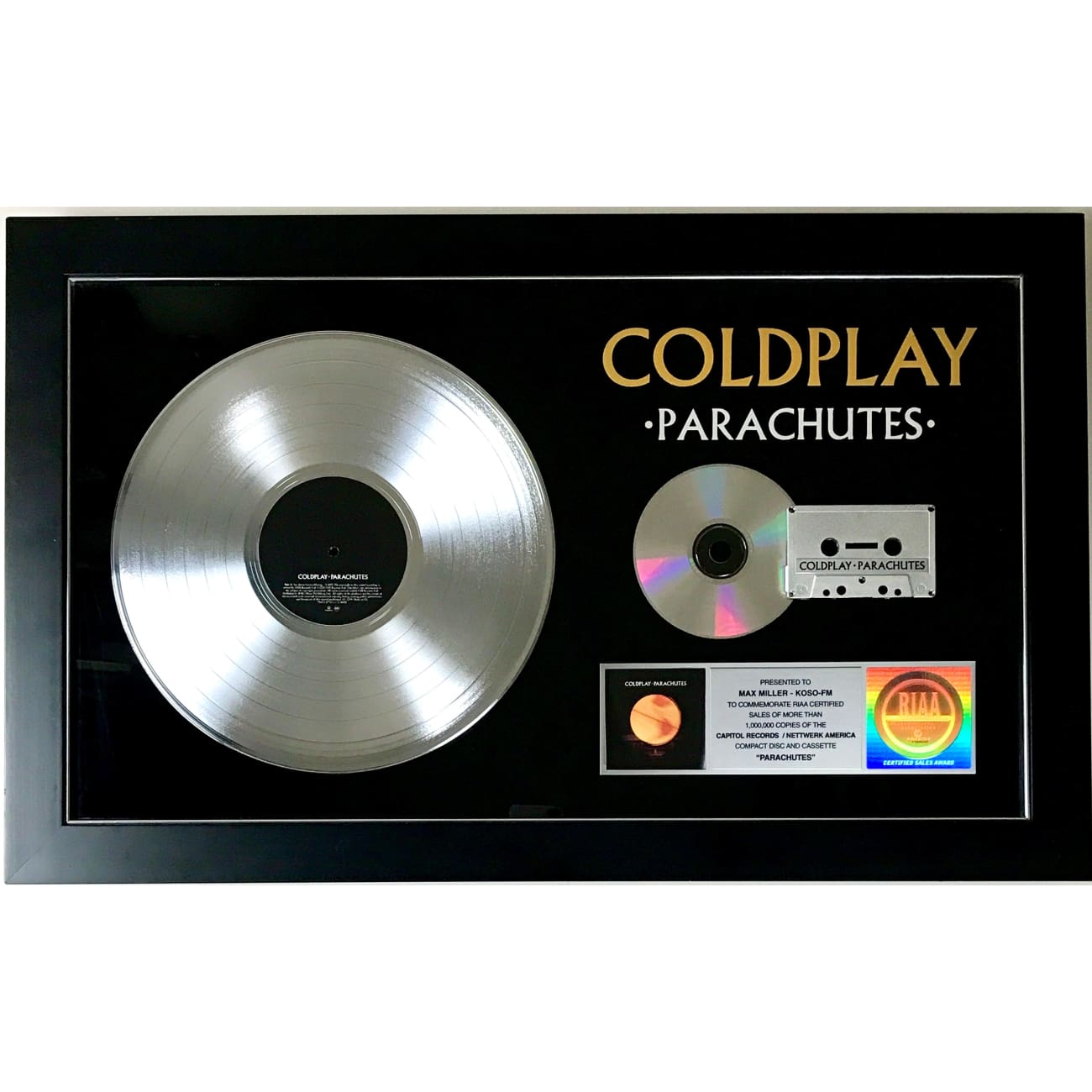 Coldplay Parachutes RIAA Certified Platinum Album Award - Perfect for Music Fans, Collectors & Home Decor
