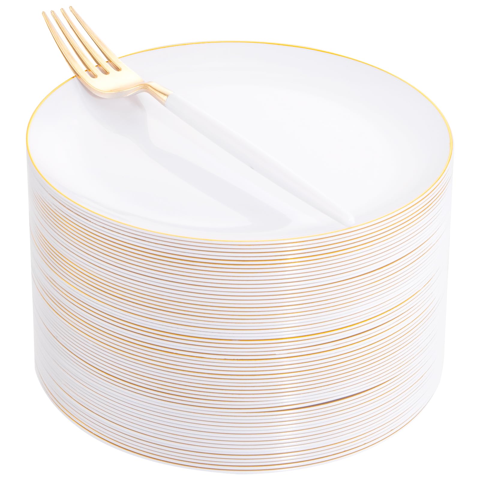 72-Piece Gold Plastic Plates Set - 7.5
