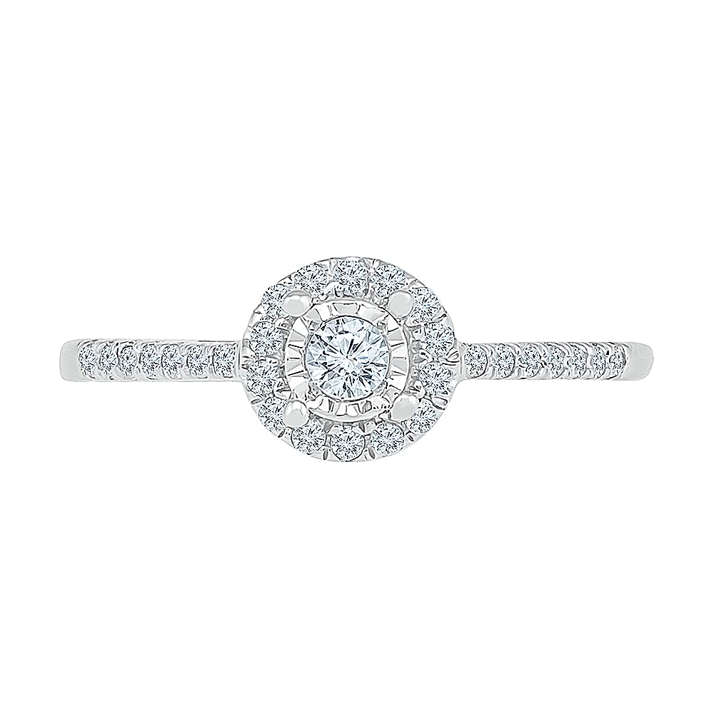 10KT White Gold Round Diamond Promise Ring (1/4 cttw) - Elegant Engagement & Anniversary Jewelry Gift for Her | Perfect for Proposals, Weddings & Special Occasions