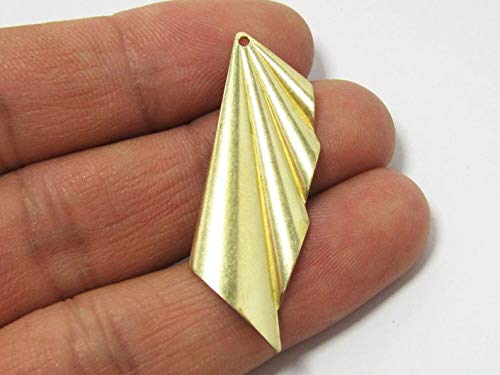 Handmade Brass Earrings Charms - 42x14mm Wavy Raw Brass Pendant for DIY Jewelry Making (R661) | Perfect for Boho, Vintage & Handcrafted Jewelry Designs