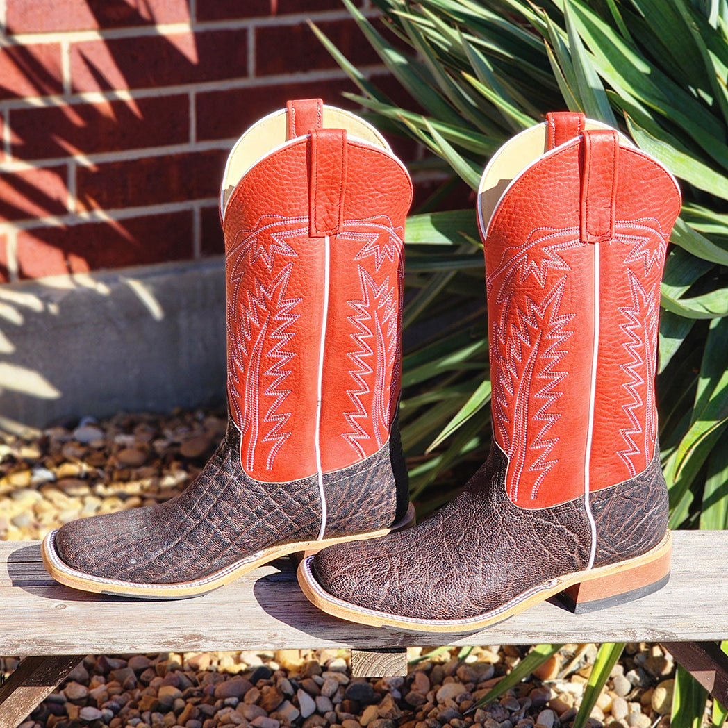 Anderson Bean Men's Chocolate Brown Elephant Leather Cowboy Boots - Western Style for Rodeo, Country Music & Outdoor Adventures