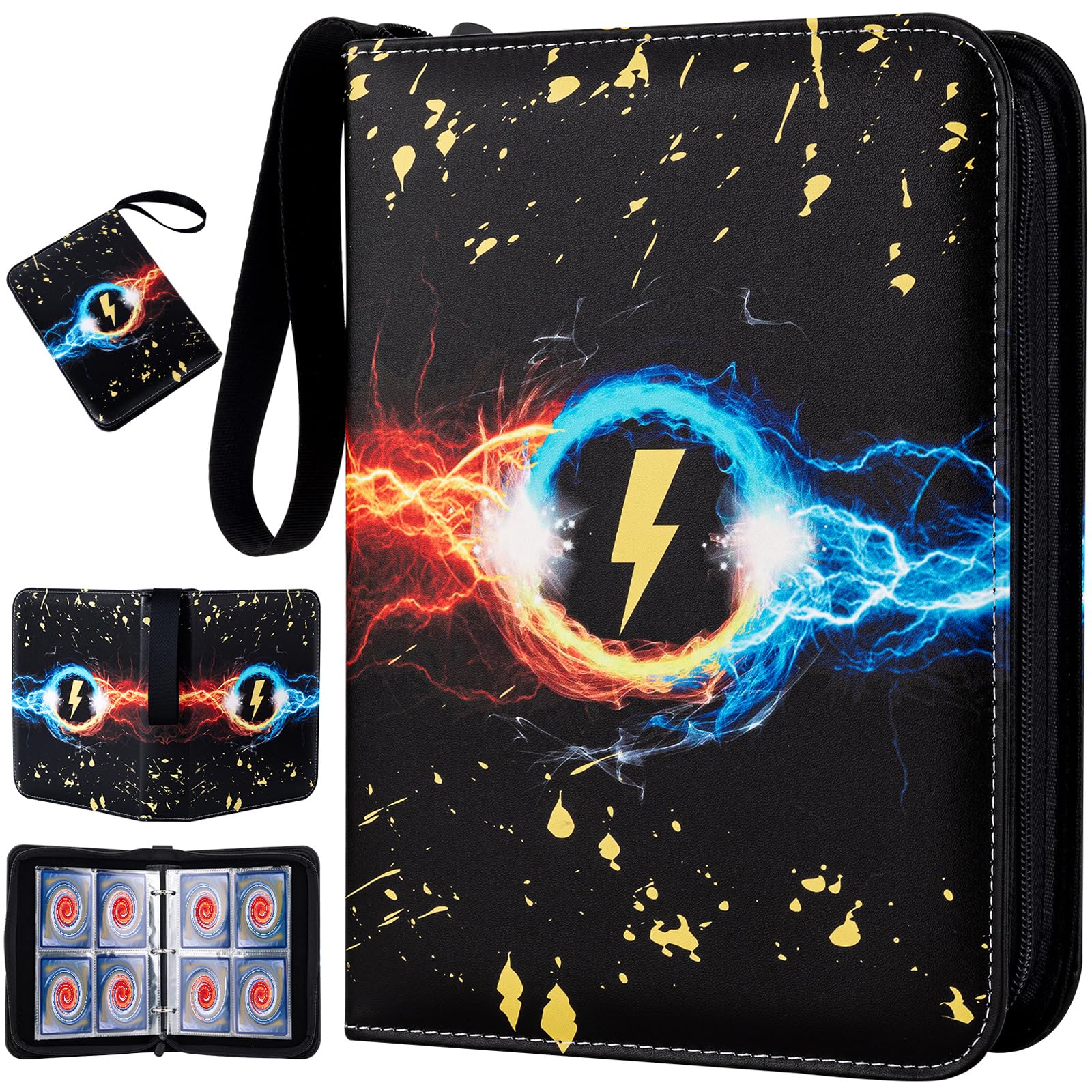 Premium 400-Pocket Card Binder with 50 Removable Sleeves - TCG Trading Card Album for Standard Size Cards - Black Display Storage Carrying Case - Perfect for MTG, Pokemon & Sports Card Collectors - Organize & Protect Your Valuable Card Collection