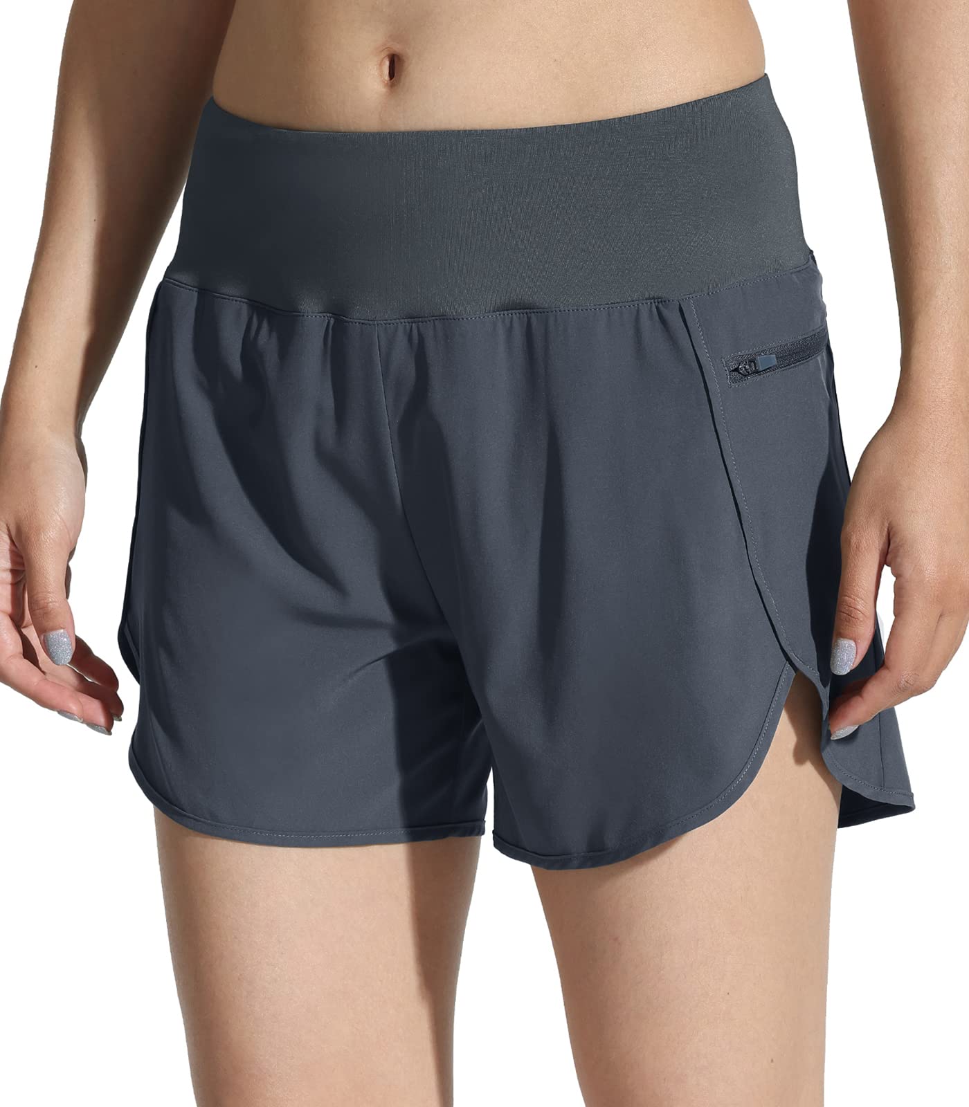 Capol Women's Running Shorts with Elastic Waist & Pockets - Quick Dry Athletic Workout Shorts for Gym, Jogging, Yoga & Outdoor Activities