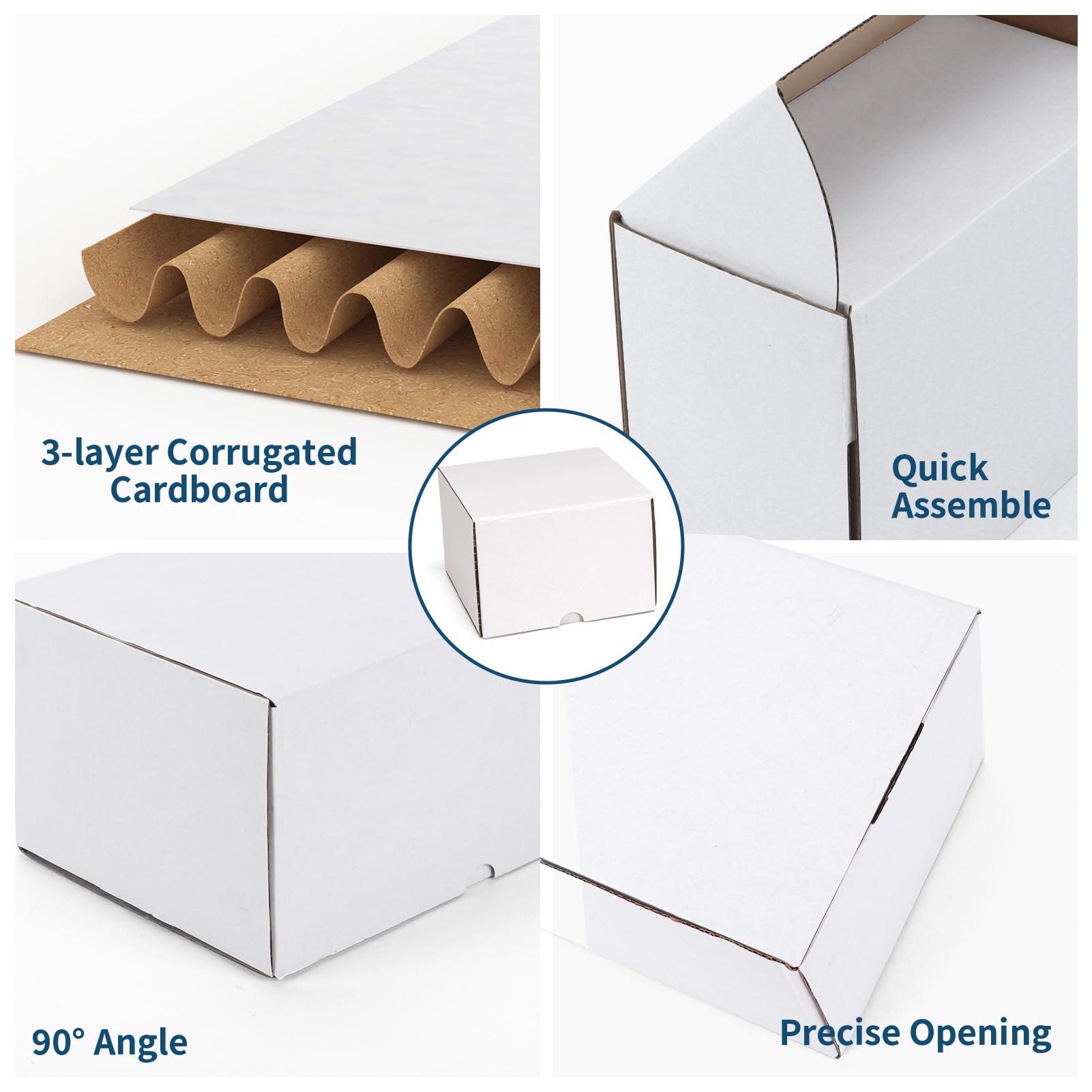 ZBEIVAN 12x6x4 White Corrugated Shipping Boxes - Set of 25 for Small Business & Gift Mailing