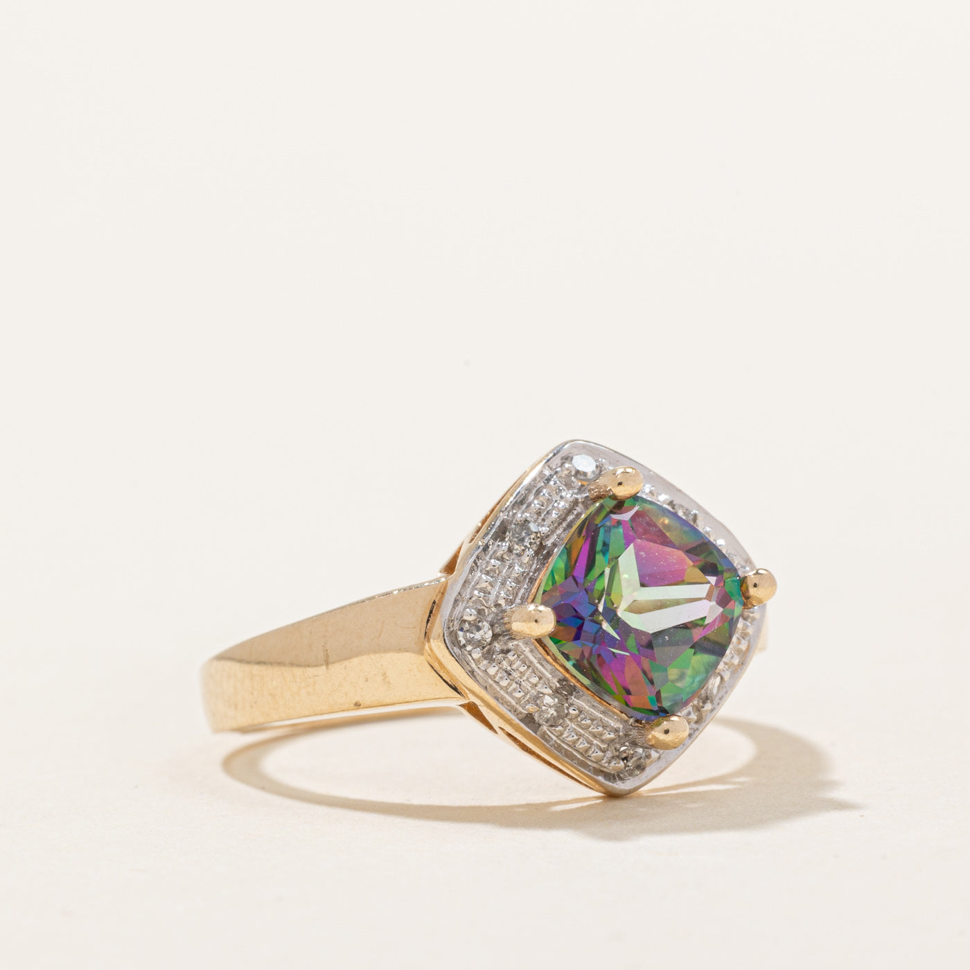 1.40ct Mystic Topaz & 0.04ct Diamond Cocktail Ring - Size 7 | Elegant Evening Party Jewelry for Women | Perfect for Weddings, Anniversaries & Special Occasions