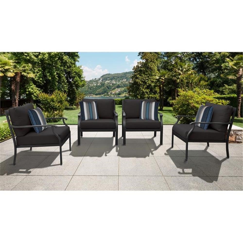 TK Classics Kathy Ireland Madison Ave. 4-Piece Aluminum Patio Furniture Set in Black - Outdoor Dining Set for Garden, Poolside & Backyard Relaxation