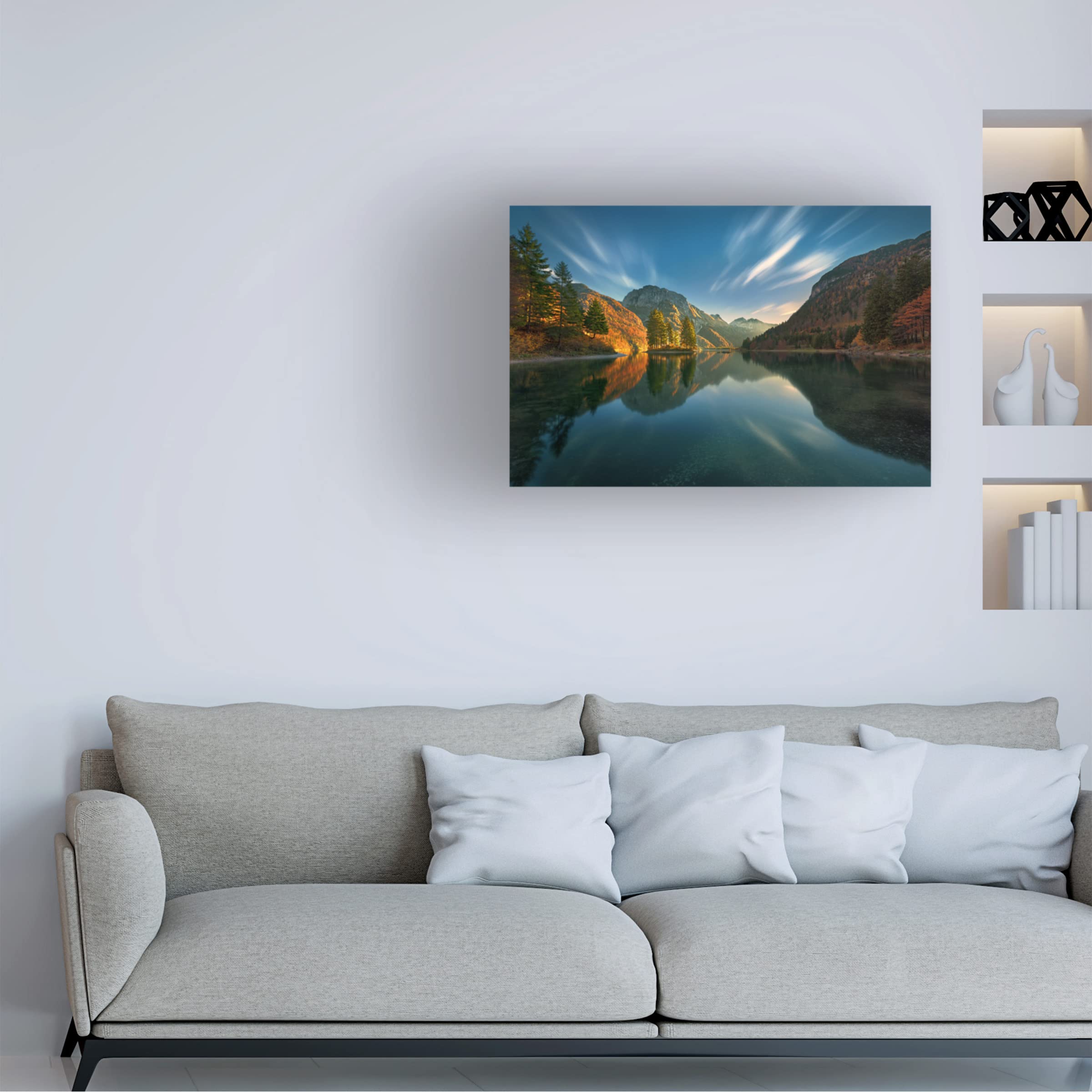 Trademark Fine Art 'Magic Lake' Canvas Wall Art by Krzysztof Browko - Stunning Landscape Painting for Living Room, Bedroom & Office Decor