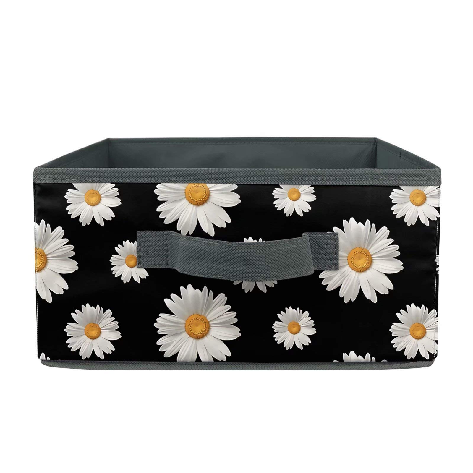 Tupalatus Black Daisy Print Foldable Drawer Organizer - Storage Box for Underwear, Bras, Socks & Baby Clothes | Travel & Closet Organization | Collapsible Baskets for Home & Nursery