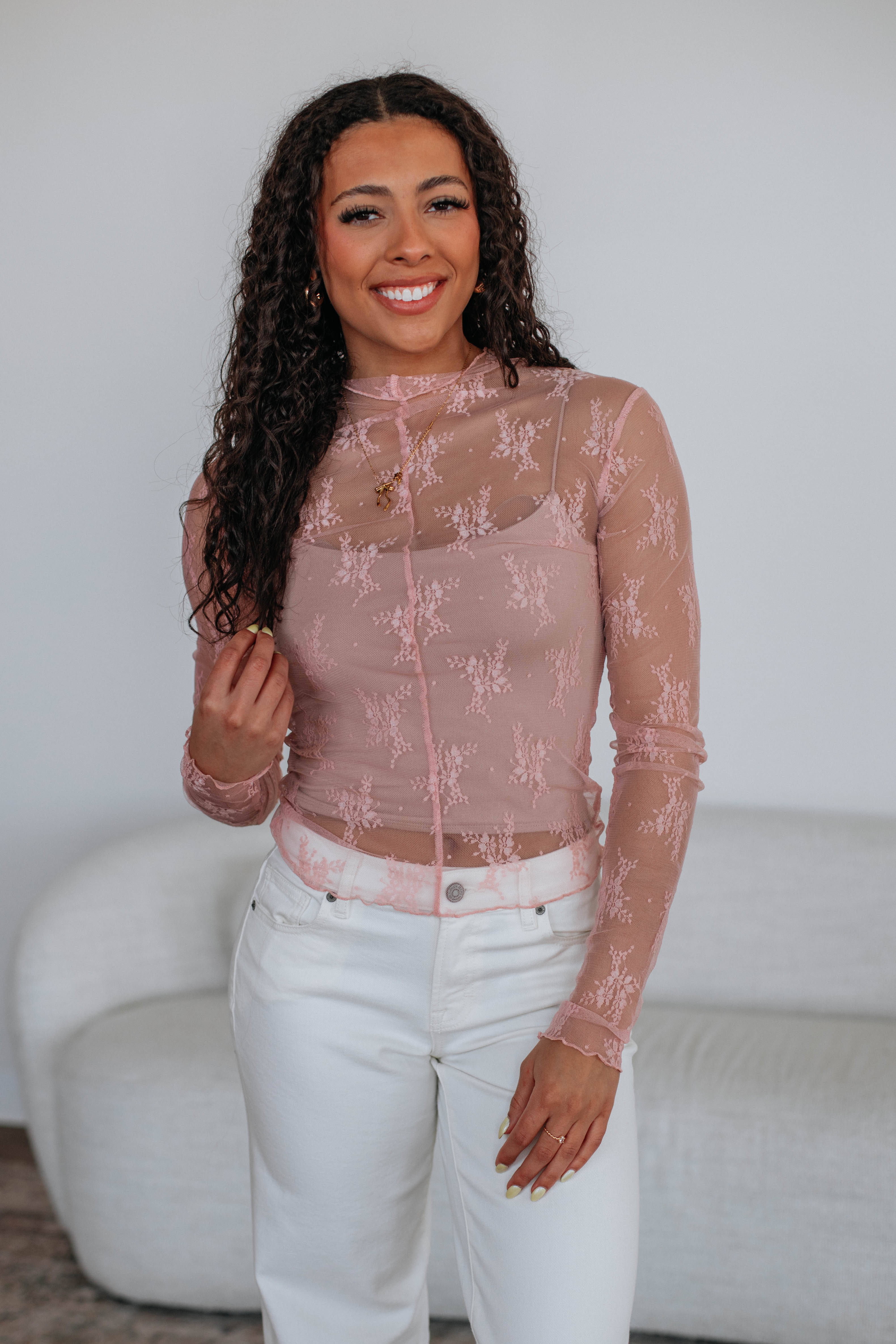 Elegant Asa Lace Blush Top for Women - Perfect for Date Night, Parties & Special Occasions