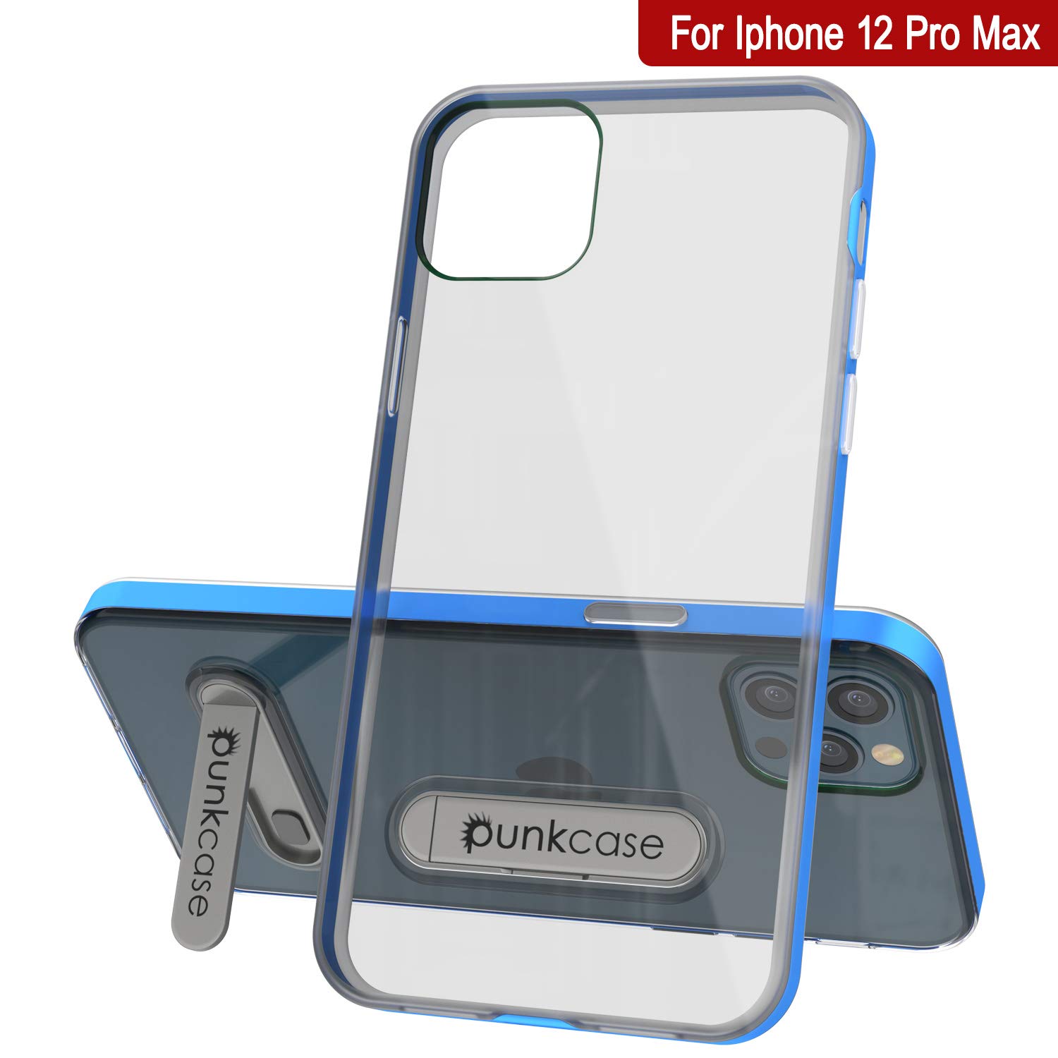 PunkCase for iPhone 12 Pro Max - Slim Fit Clear Protective Case with Kickstand & PUNKSHIELD Screen Protector | Lucid 3.0 Series | Shockproof Cover for 6.7