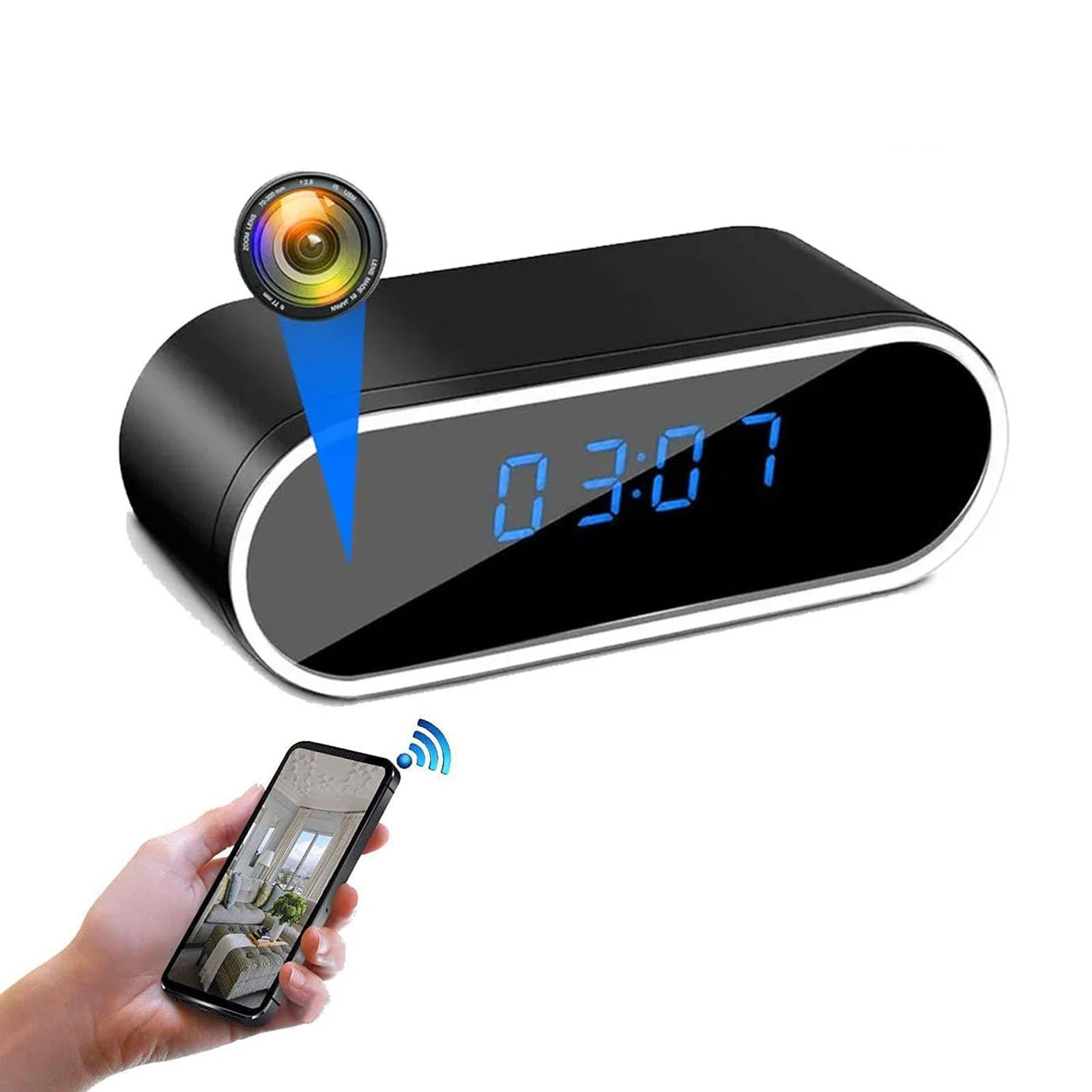 FKINGLRK Full HD 1080P Hidden Spy Camera Alarm Clock - WiFi Mini Nanny Cam with Motion Detection & Night Vision, Remote Monitoring via AP/IP - Perfect for Home Security, Baby Monitoring, and Office Surveillance