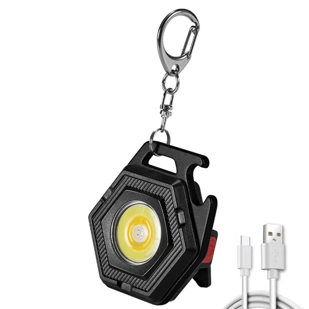 AIZHIYI 500LM COB LED Keychain Flashlight - Waterproof Work Light & Camping Torch for Outdoor Adventures, Emergency Use, and Night Activities