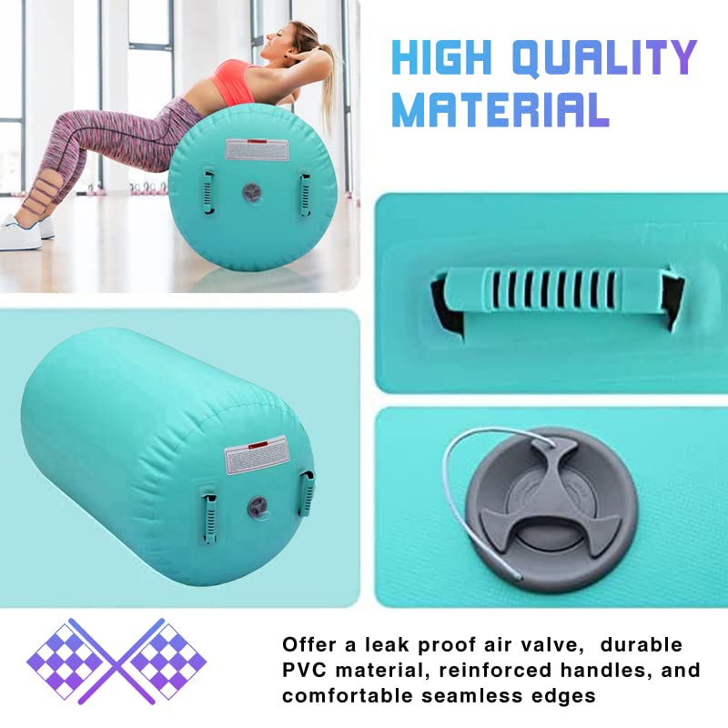 Inflatable Gymnastics Barrel Air Roller - Octagon Tumbling Mat with Electric Pump for Backhandspring Training, Cheerleading & Home Gym Use - Perfect for Kids, Adults & Gymnasts